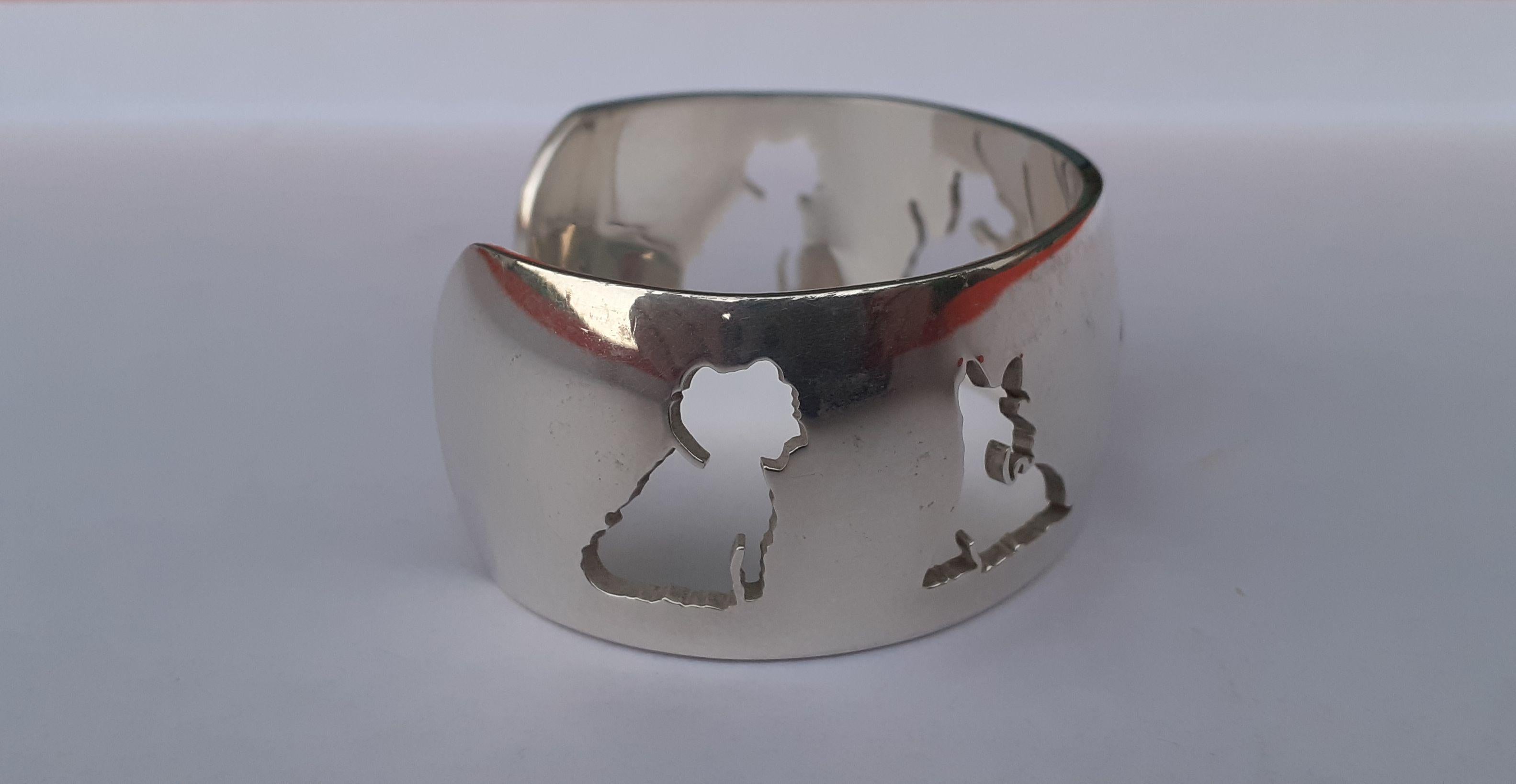 Exceptionnel Bracelet manchette Hermès West Highland White Terrier Westie en Silver en vente 6