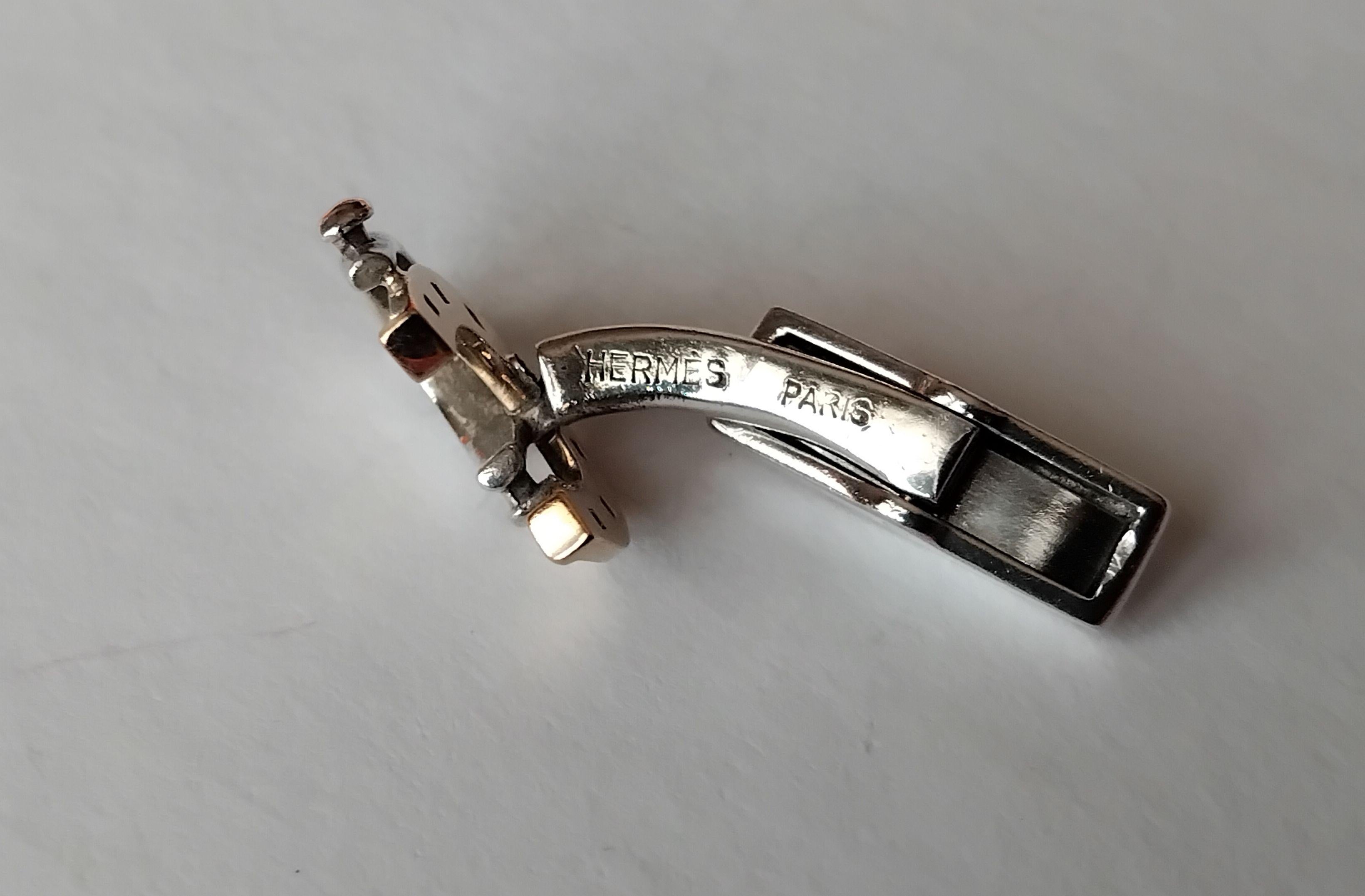 Außergewöhnliche Hermès Manschettenknöpfe Hufeisen und Sporen in Form von Silber Vermeil Texas im Angebot 11