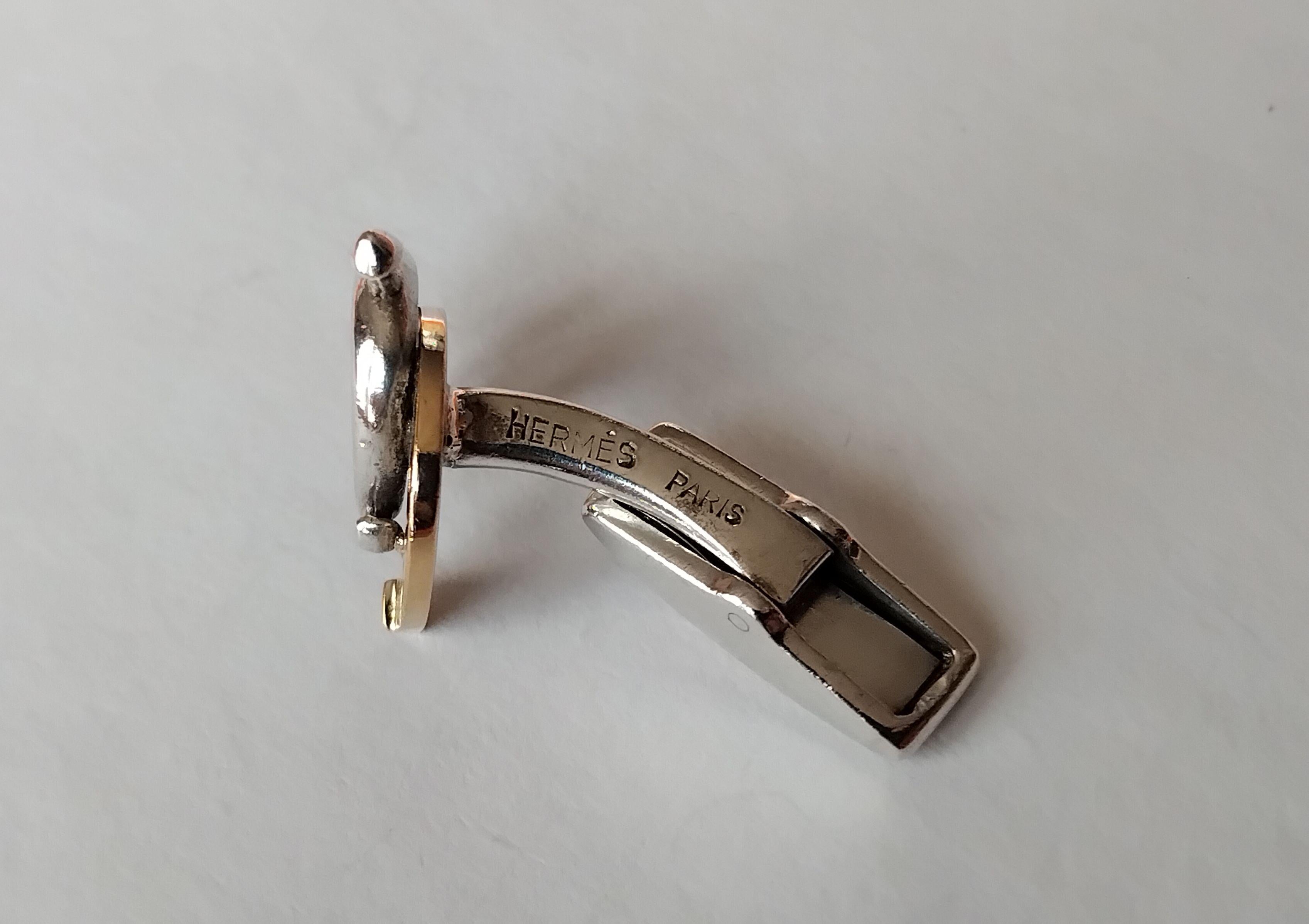 Exceptional Hermès Cufflinks Horseshoe and Spur Shaped Silver Vermeil Texas For Sale 12