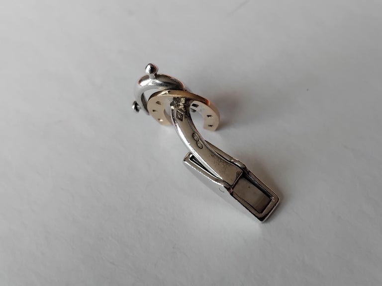 Boutons De Manchette Vintage Swank Motif Cheval - Style Hermès, Métal Argenté, Occasion