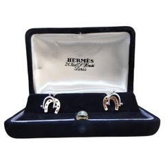 Exceptional Hermès Cufflinks Horseshoe and Spur Shaped Silver Vermeil Texas