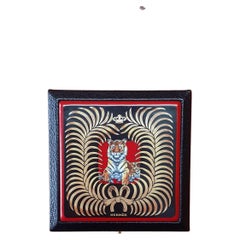Vintage Exceptional Hermès Enamel and Leather Powder Compact Tigre Royal Print RARE
