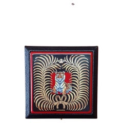 Retro Exceptional Hermès Enamel and Leather Powder Compact Tigre Royal Print RARE