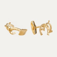 Exceptional Hermès Gold Cufflinks Horseshoe and Spur Shaped