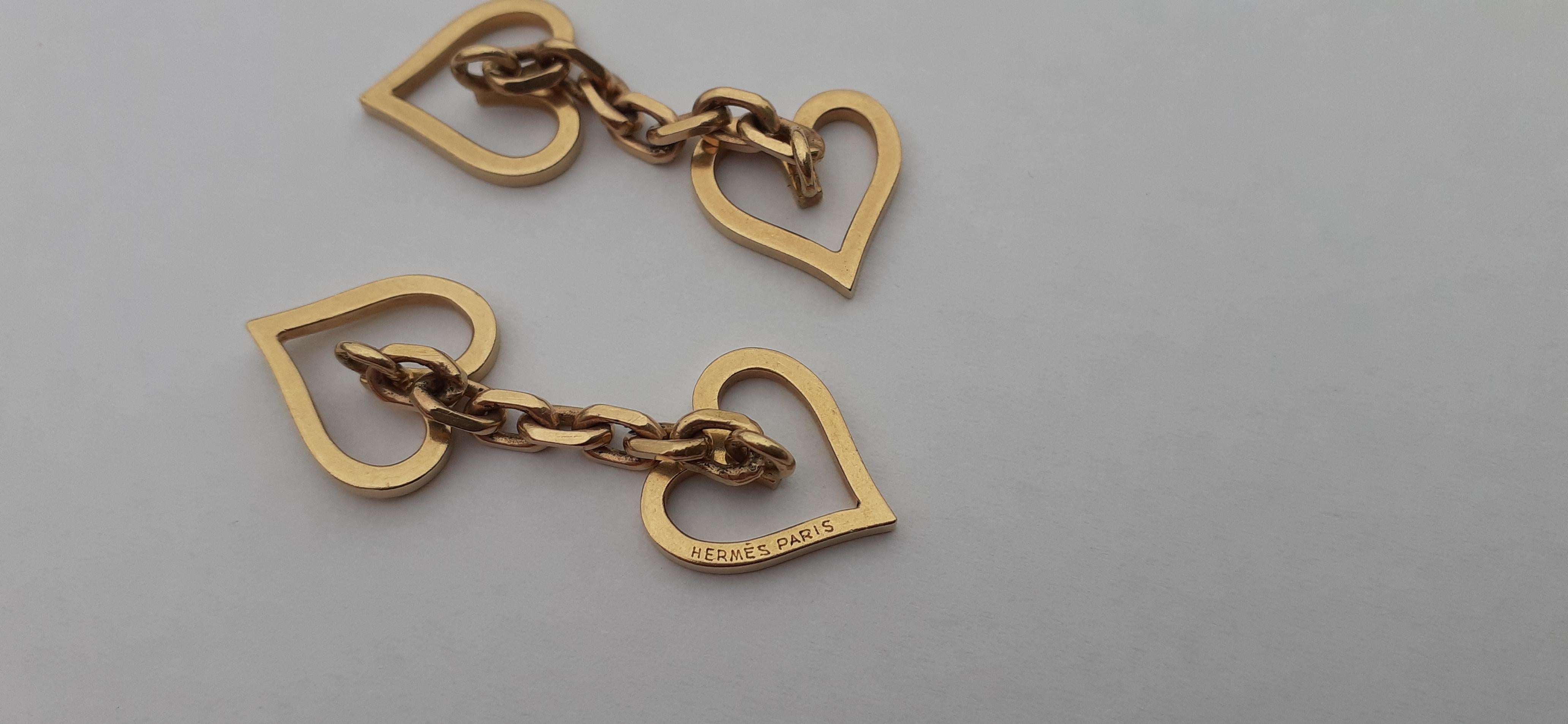 Exceptionnels boutons de manchette Hermès en forme de coeur en or jaune en vente 3