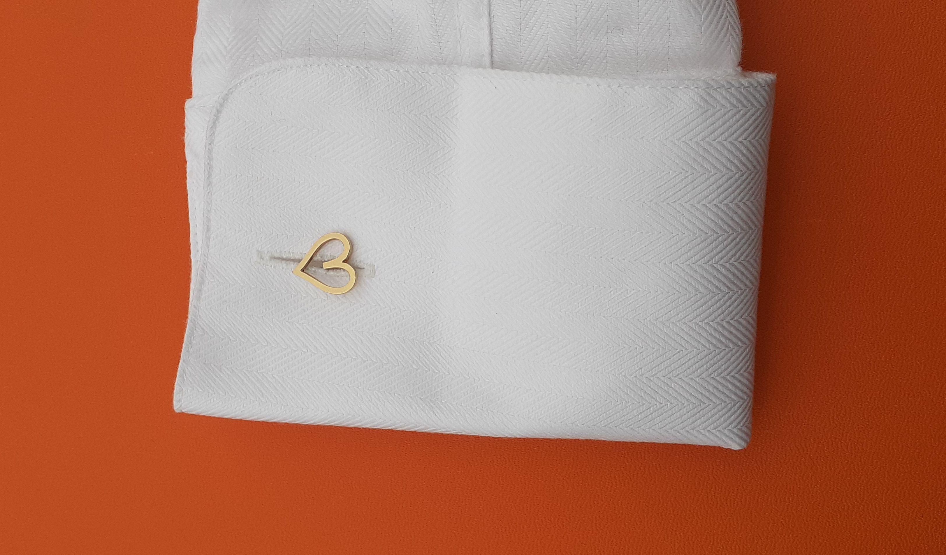 Exceptionnels boutons de manchette Hermès en forme de coeur en or jaune en vente 5