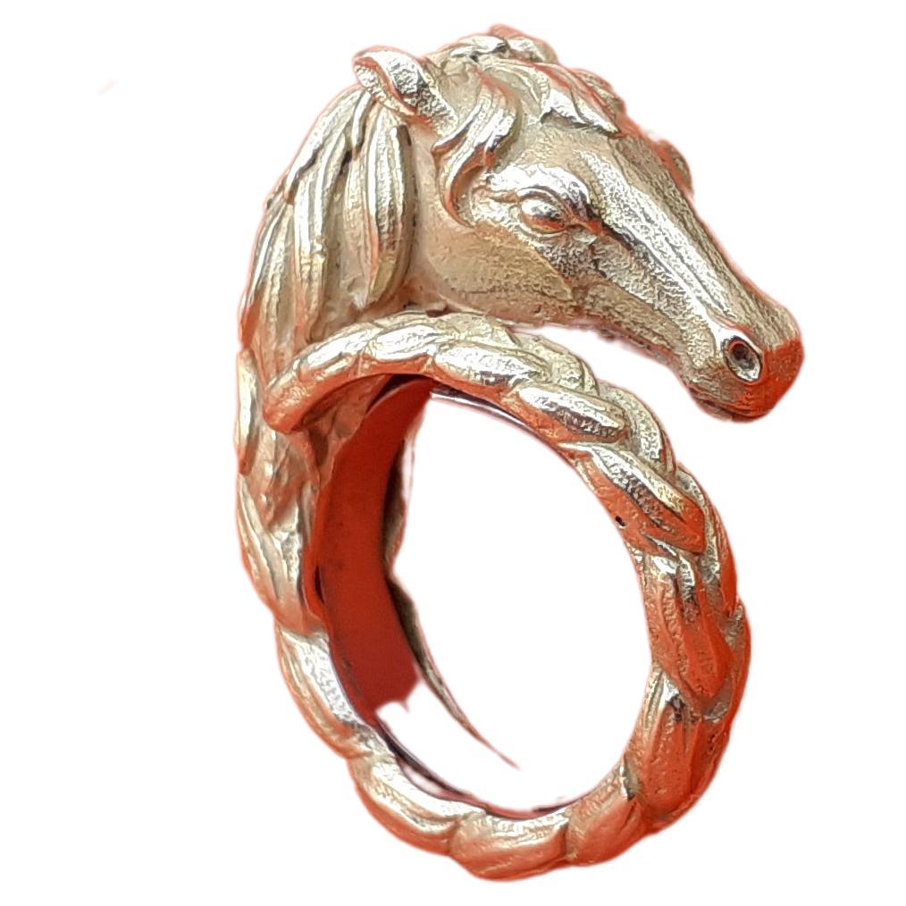 Exceptional Hermès Horse Ring in Yellow Gold 18K RARE For Sale