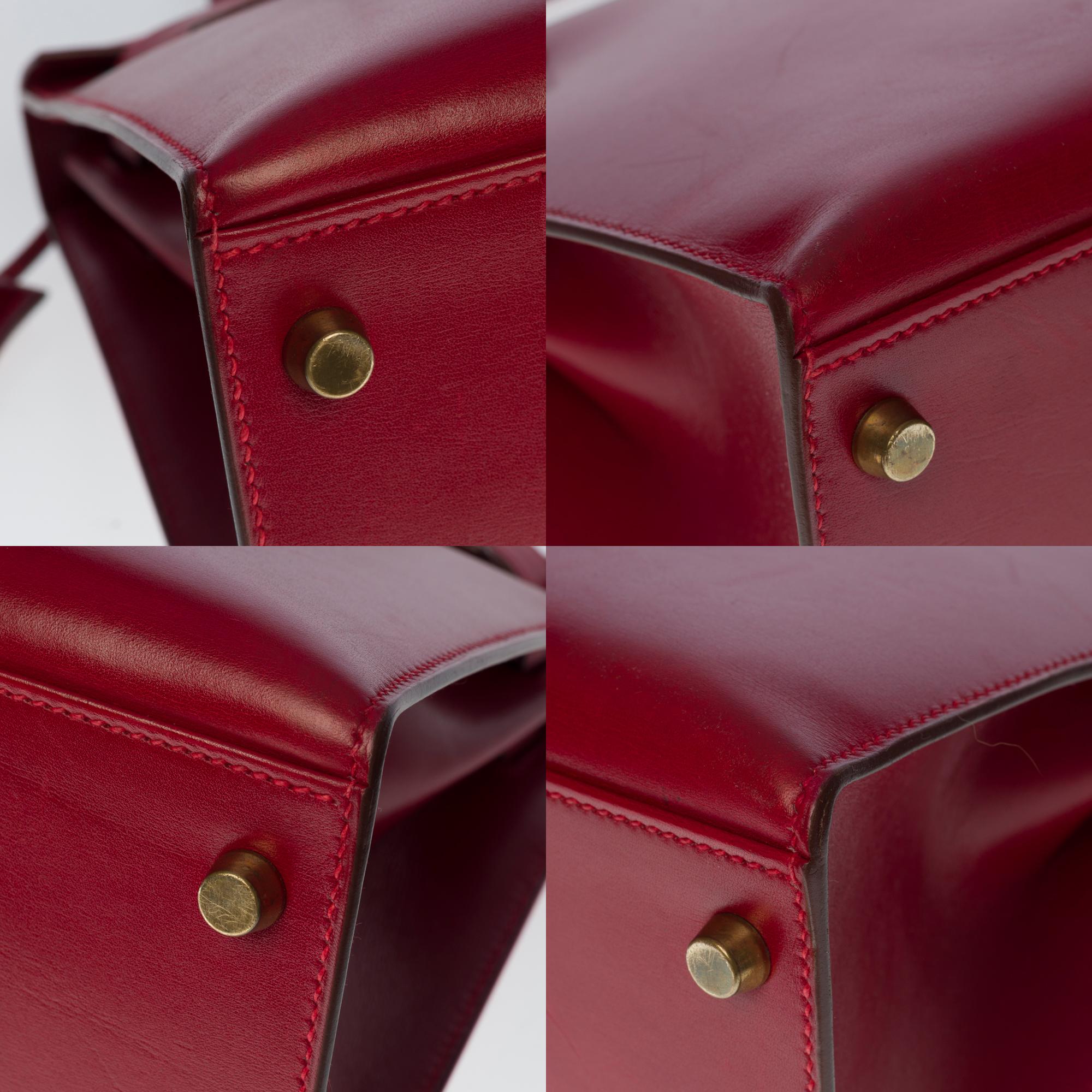Außergewöhnliche Hermes Kelly 28 Sellier Handtasche aus Rouge H Box Kalbsleder, GHW 5