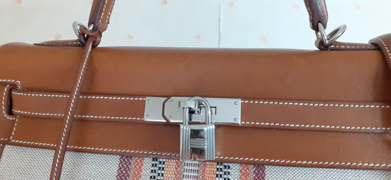 Hermes Fauve Barenia Leather Palladium Plated Kelly Retourne 32 Bag Hermes