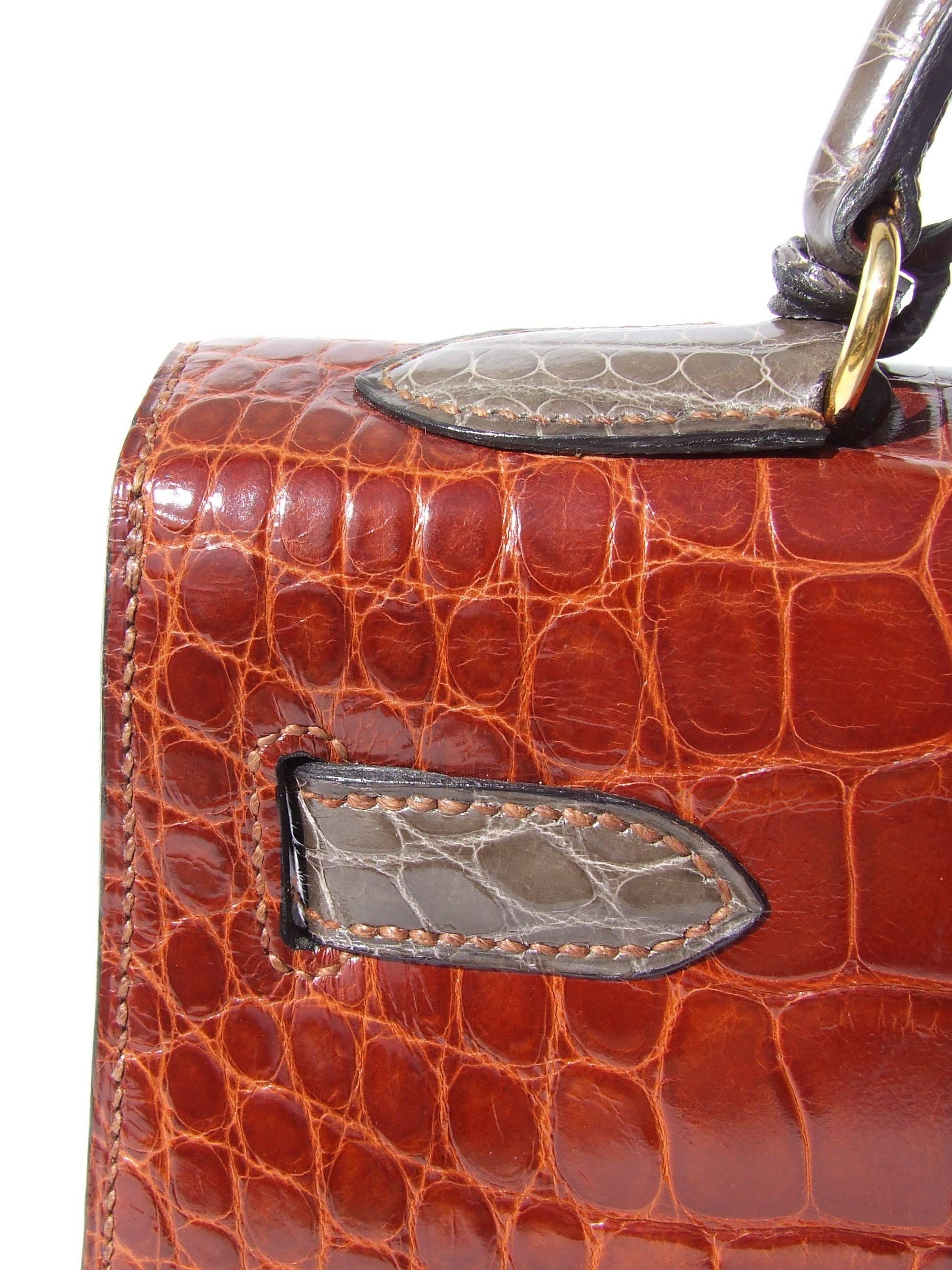 Exceptional Hermès Kelly Bag Tricolor Alligator Ghw 32 cm RARE Exc Cond 6
