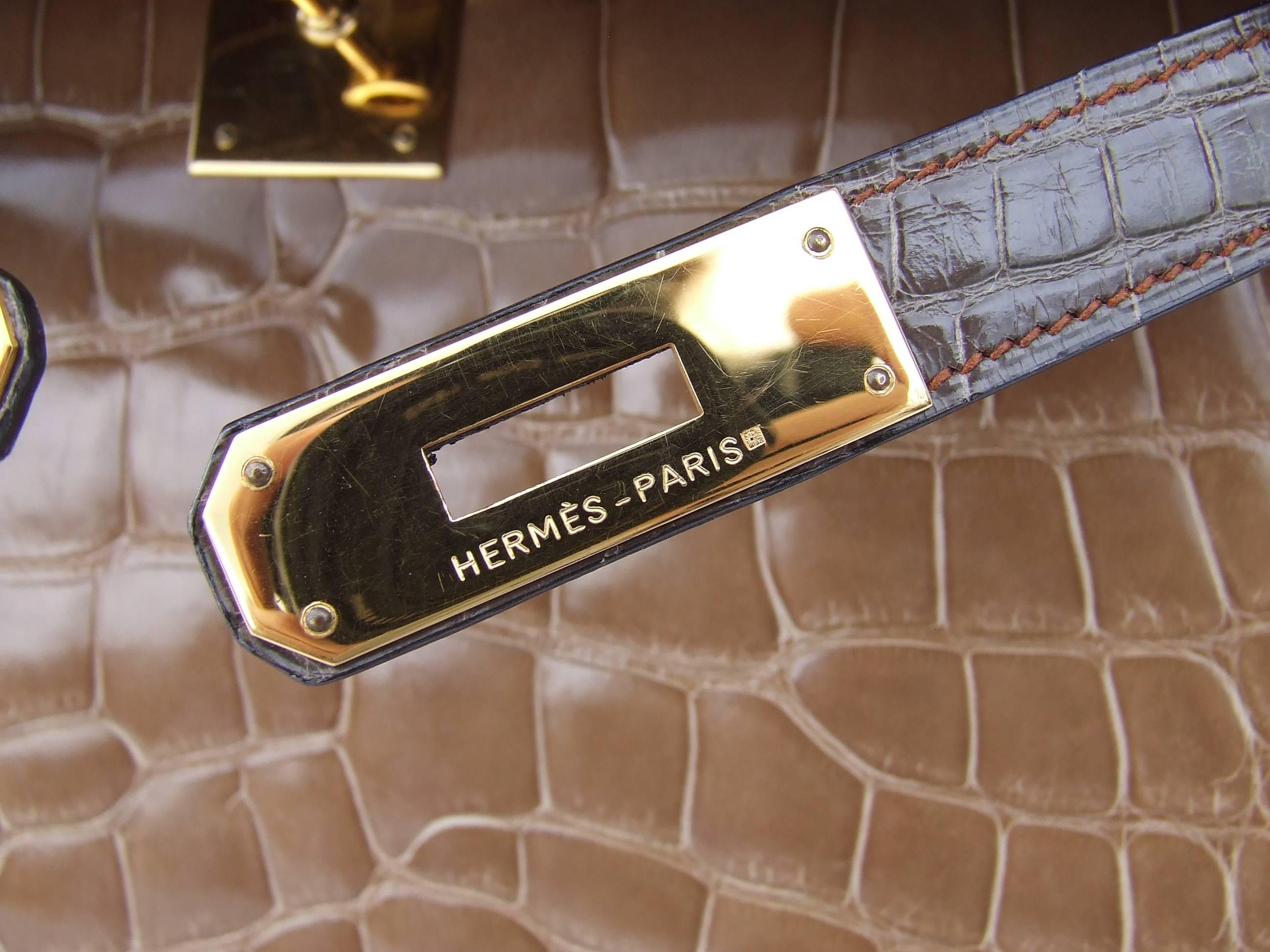 Exceptional Hermès Kelly Bag Tricolor Alligator Ghw 32 cm RARE Exc Cond 9