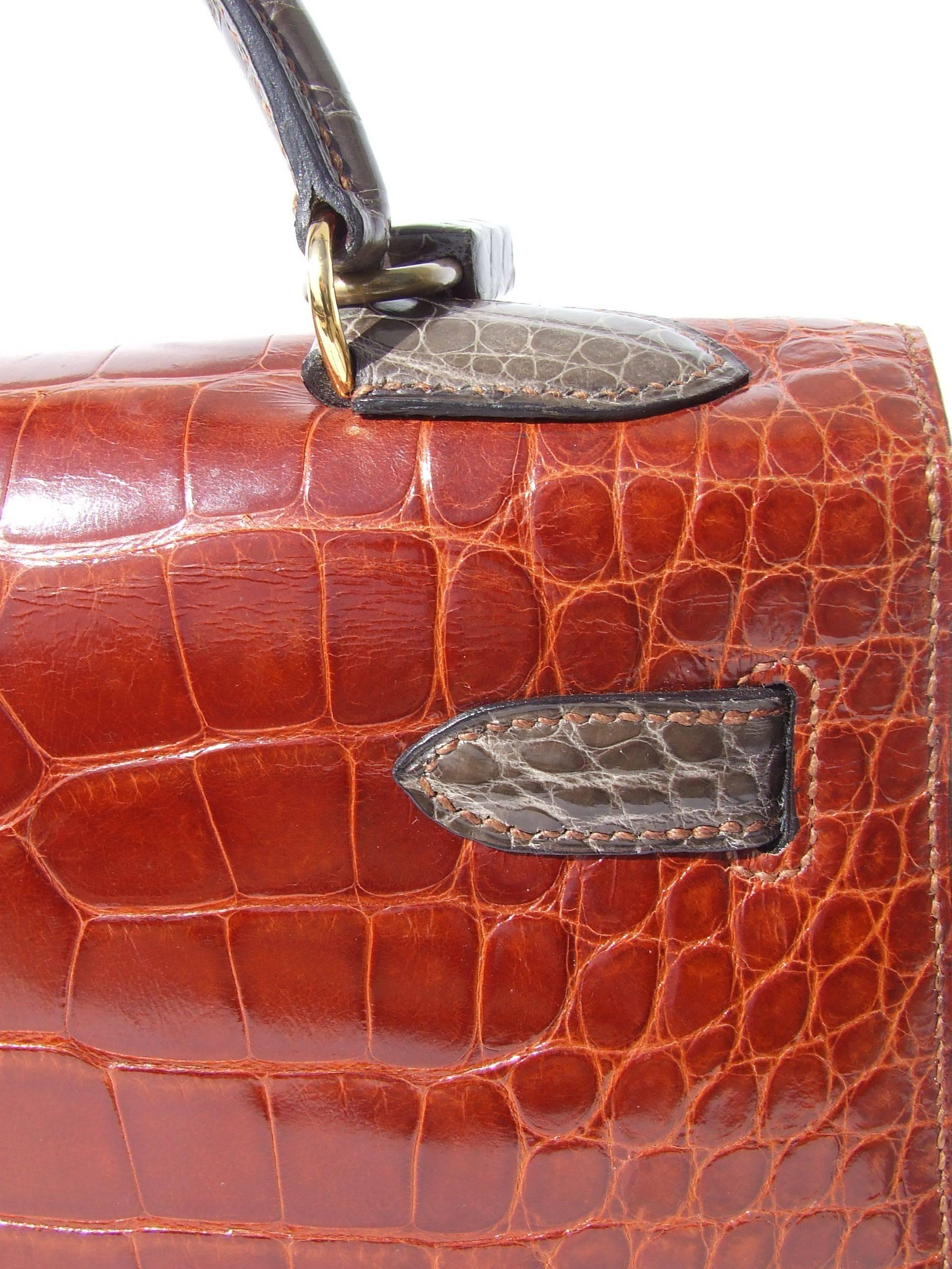 Exceptional Hermès Kelly Bag Tricolor Alligator Ghw 32 cm RARE Exc Cond 3