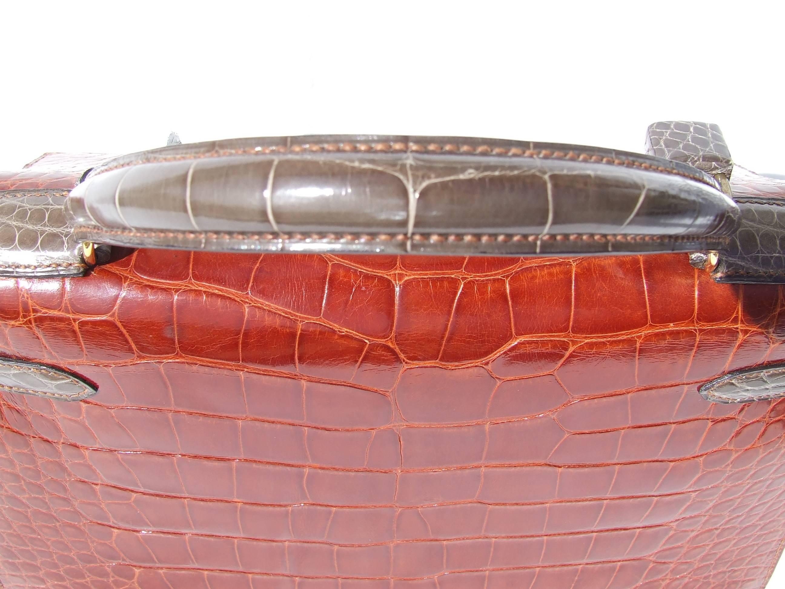 Exceptional Hermès Kelly Bag Tricolor Alligator Ghw 32 cm RARE Exc Cond 4