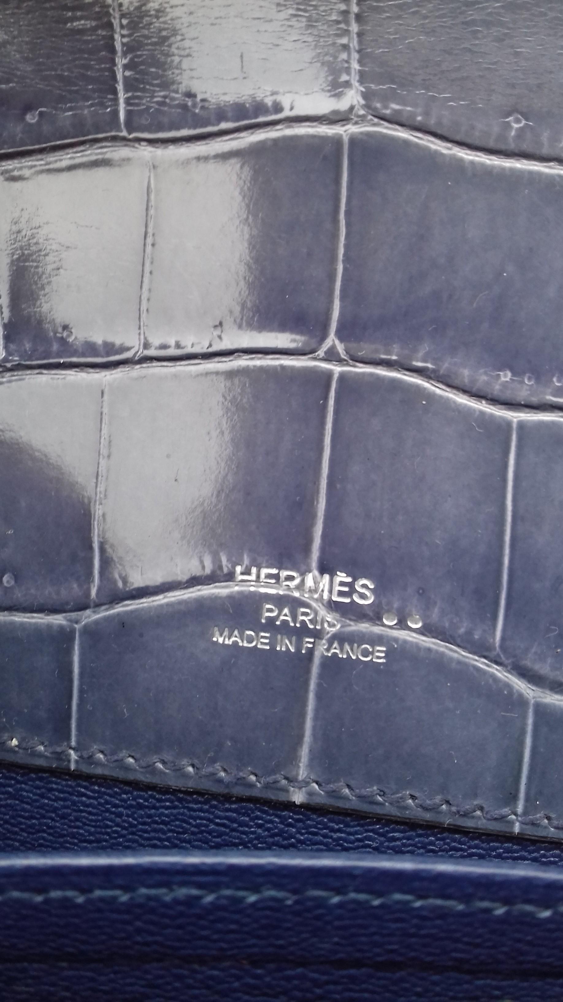 Exceptional Hermès Kelly Cut Pochette Clutch Crocodile Bleu Brighton Phw 8