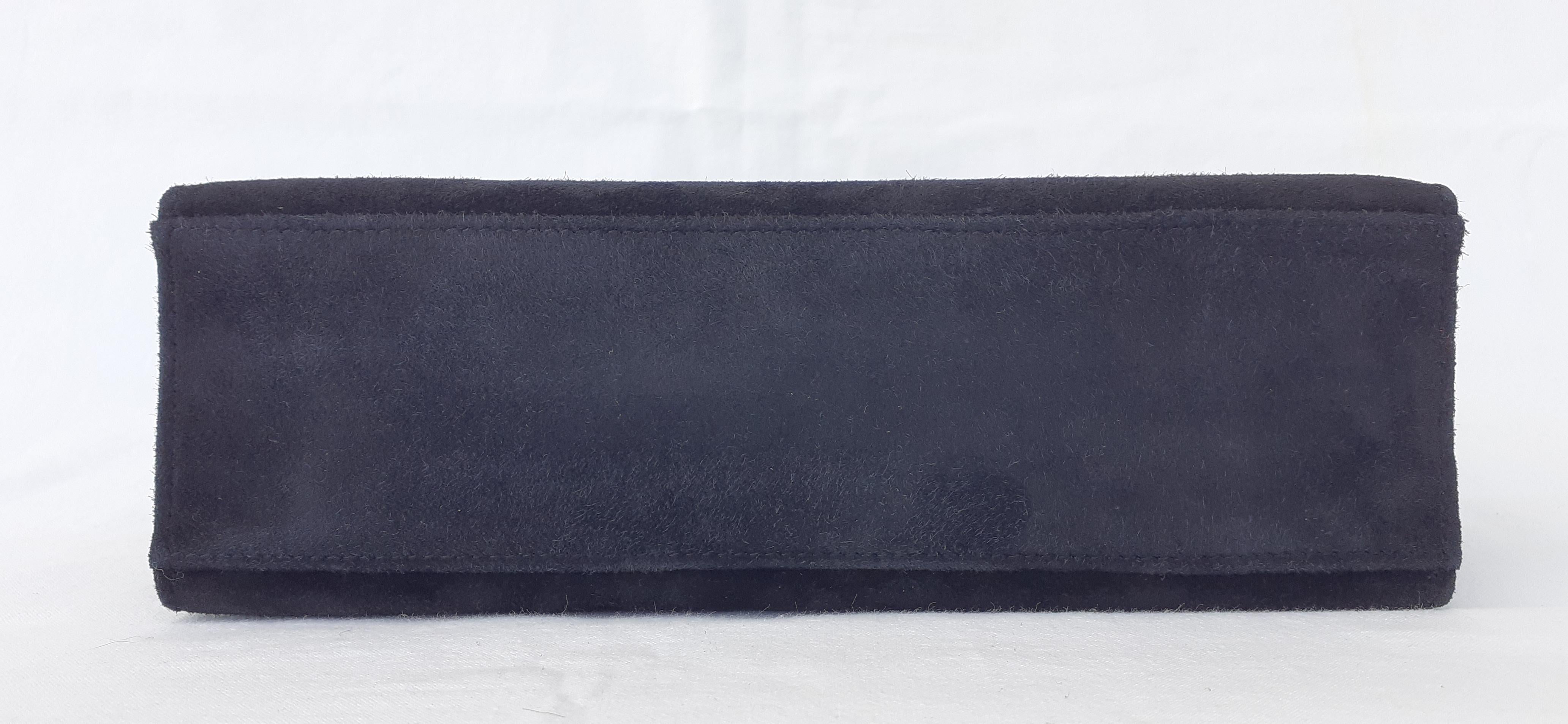 Exceptional Hermès Kelly Pochette Handbag Black Doblis Suede Leather Phw 3