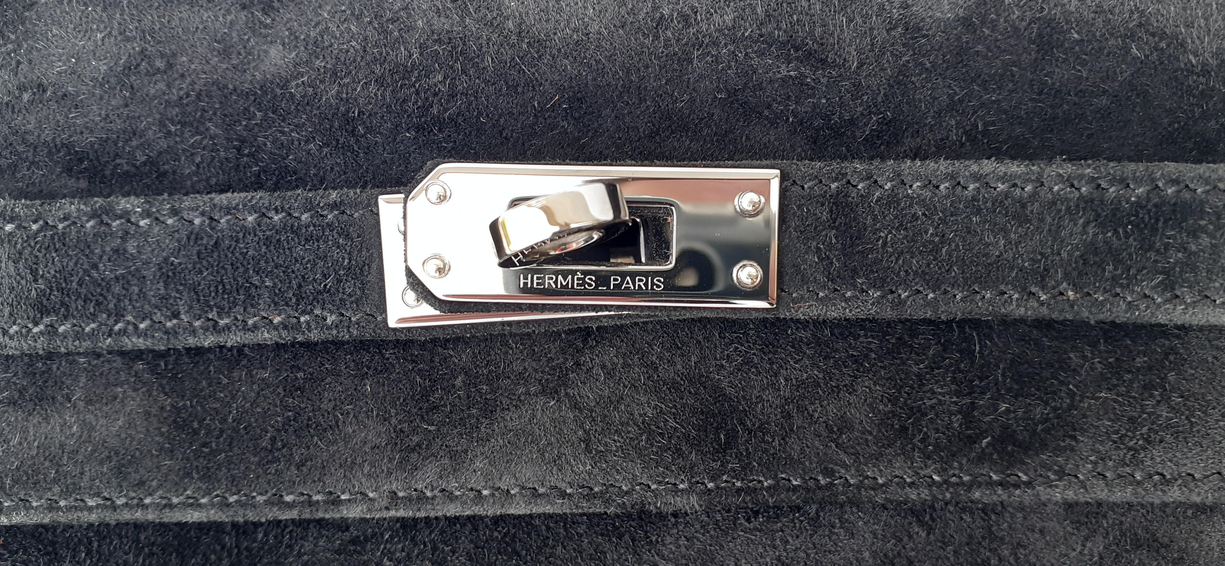 Exceptional Hermès Kelly Pochette Handbag Black Doblis Suede Leather Phw  4