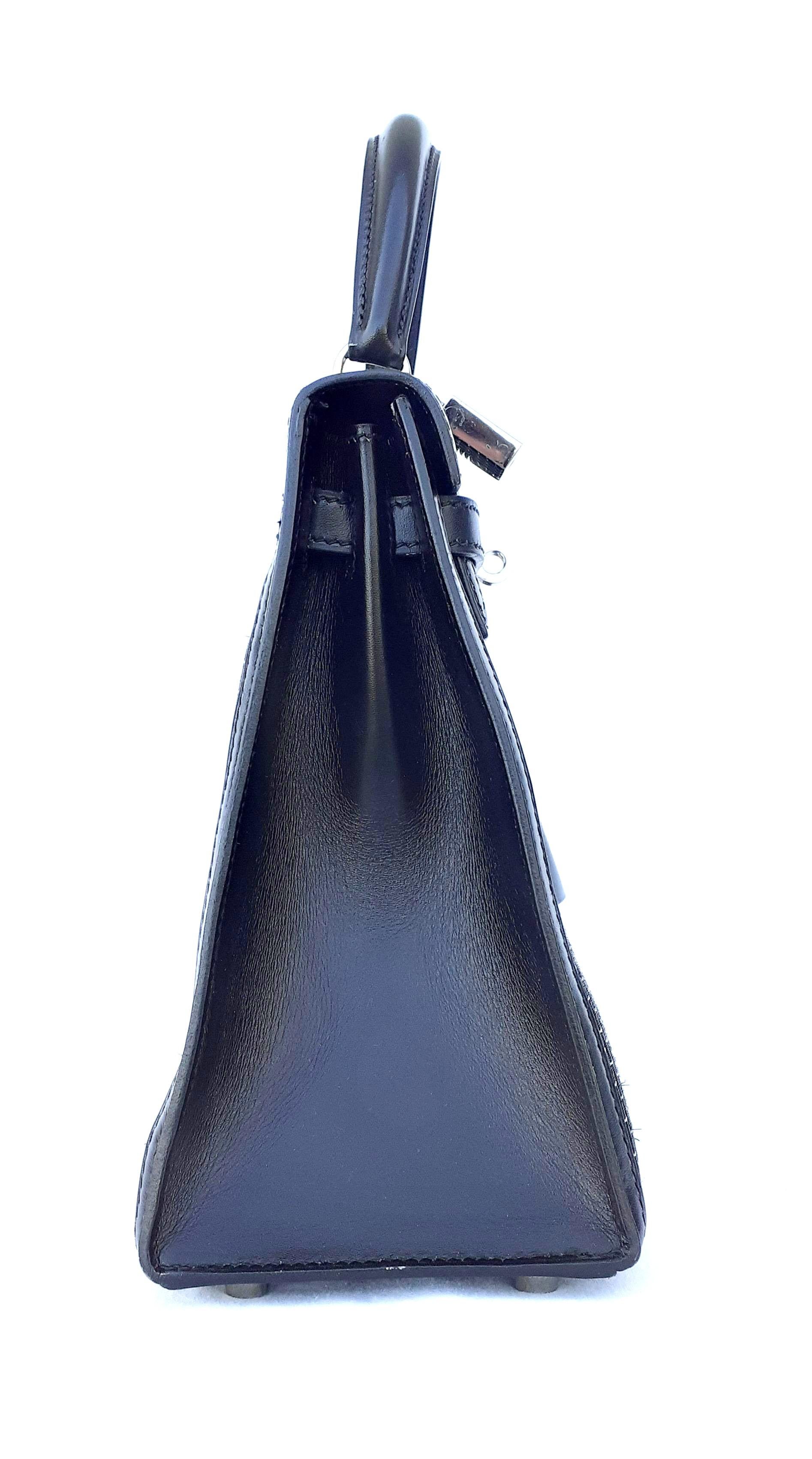Exceptional Hermès Kelly Sellier Bag Black Crinoline and Silver 25 cm RARE 4