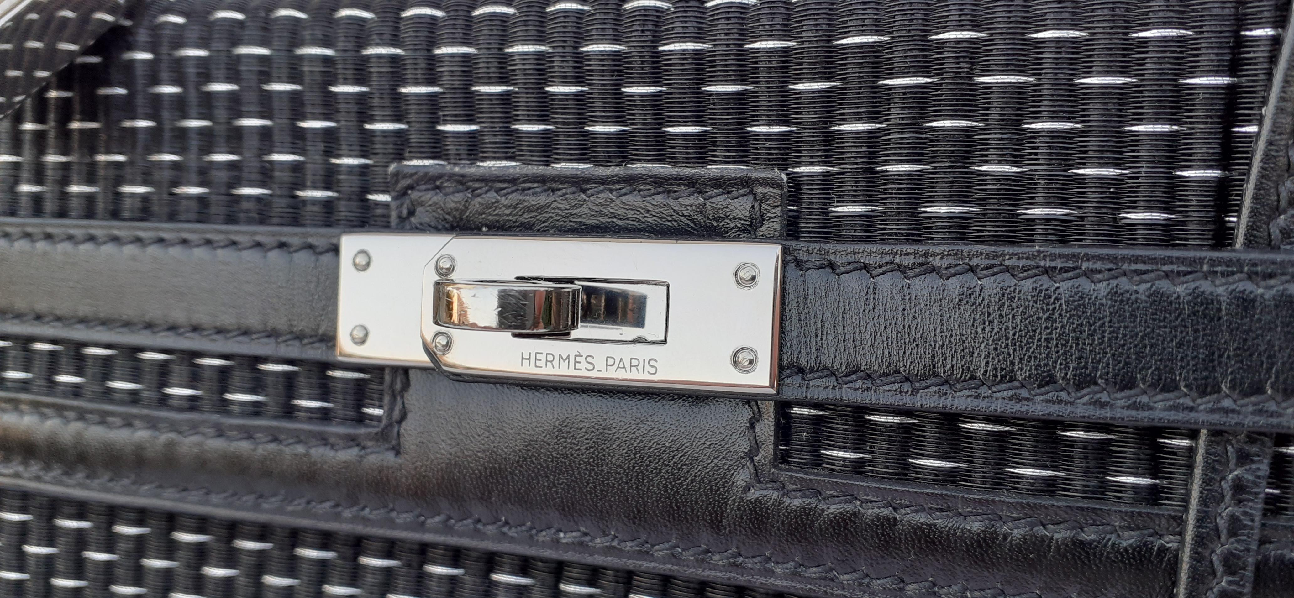 Exceptional Hermès Kelly Sellier Bag Black Crinoline and Silver 25 cm RARE 8