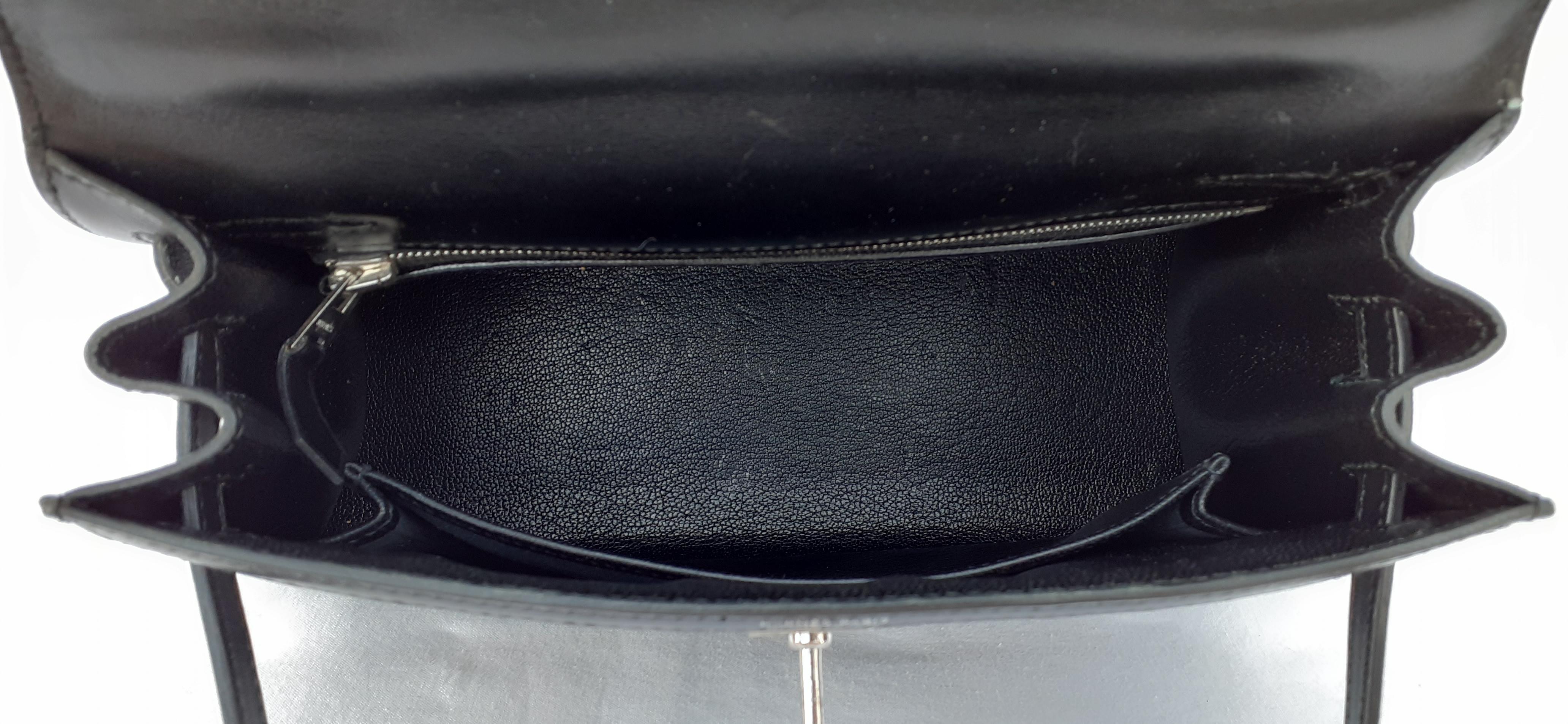 Exceptional Hermès Kelly Sellier Bag Black Crinoline and Silver 25 cm RARE 11