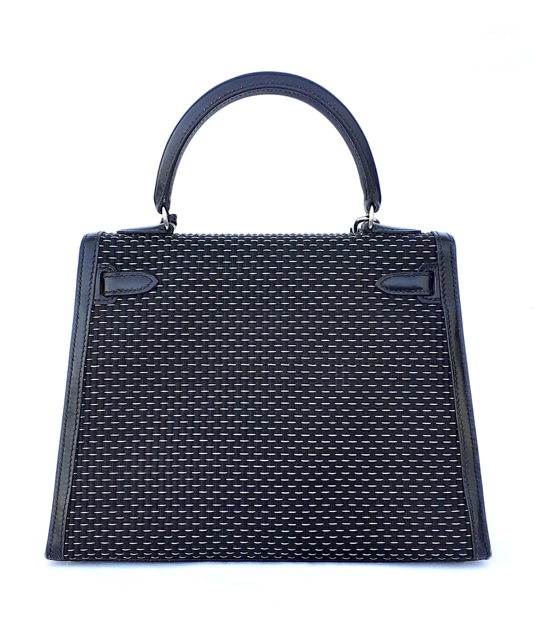 Exceptional Hermès Kelly Sellier Bag Black Crinoline and Silver 25 cm RARE 1