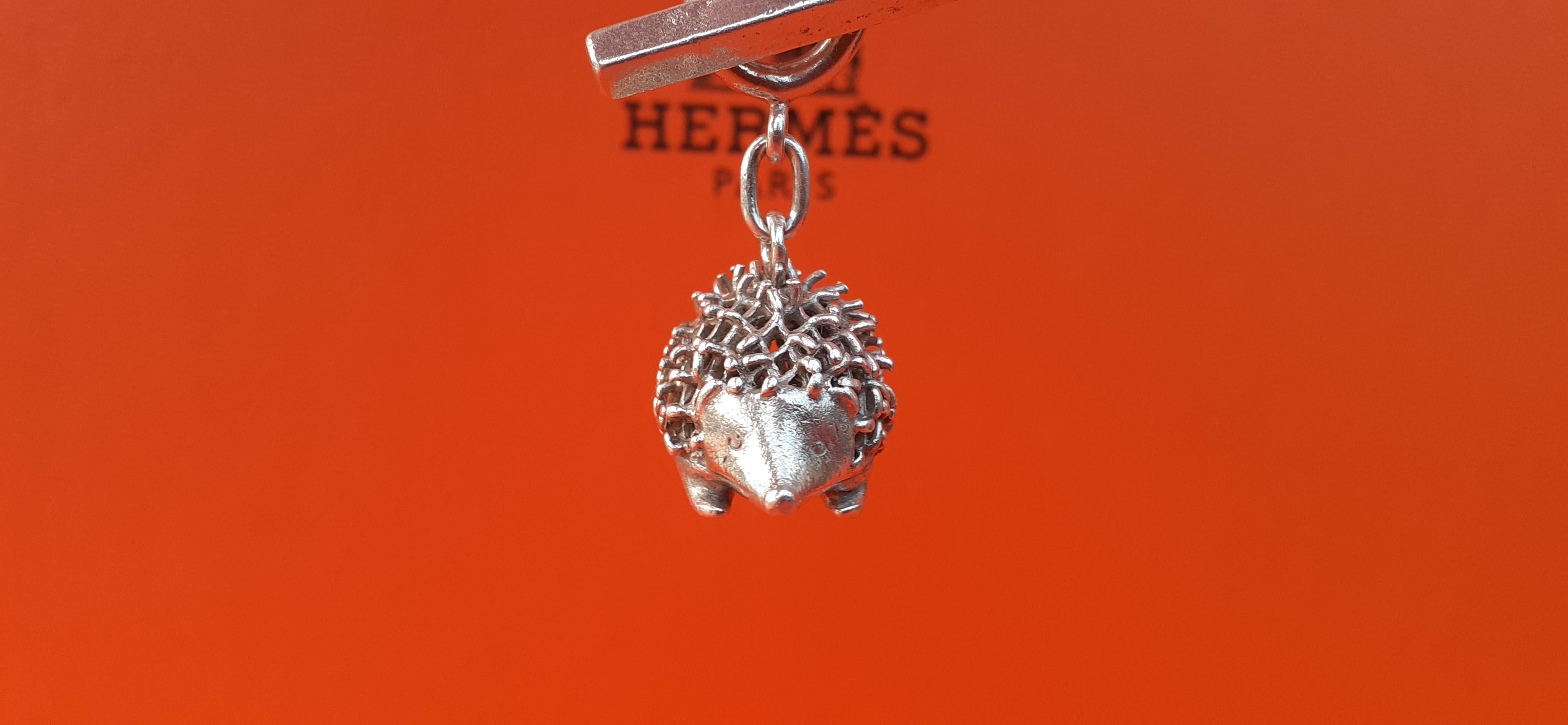 Exceptional Hermès Key Chain Charm Cute Hedgehog in Silver For Sale 6
