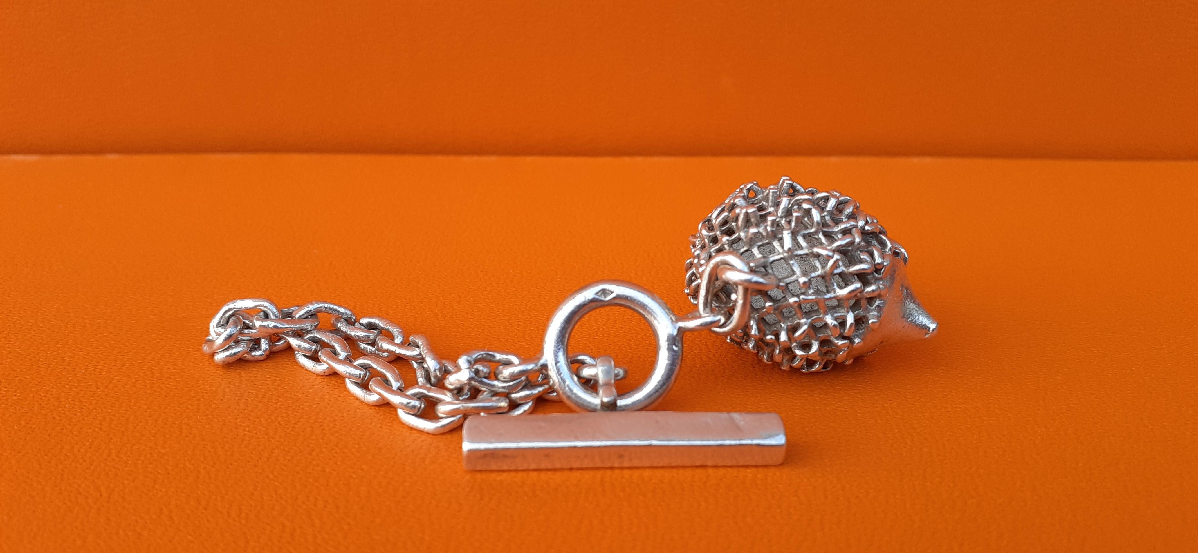 Exceptional Hermès Key Chain Charm Cute Hedgehog in Silver For Sale 7