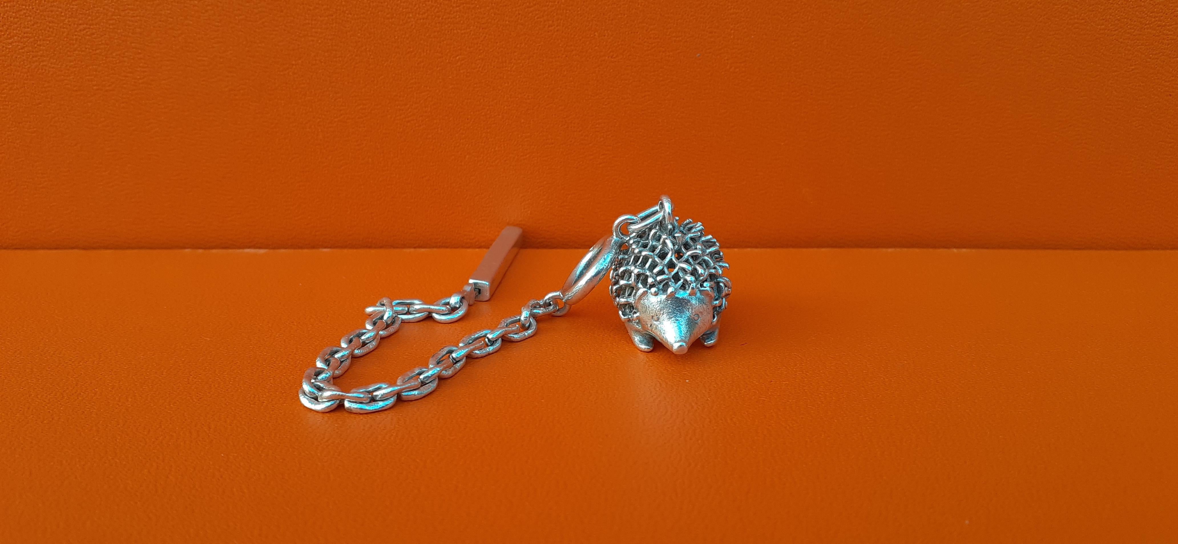 Exceptional Hermès Key Chain Charm Cute Hedgehog in Silver For Sale 9