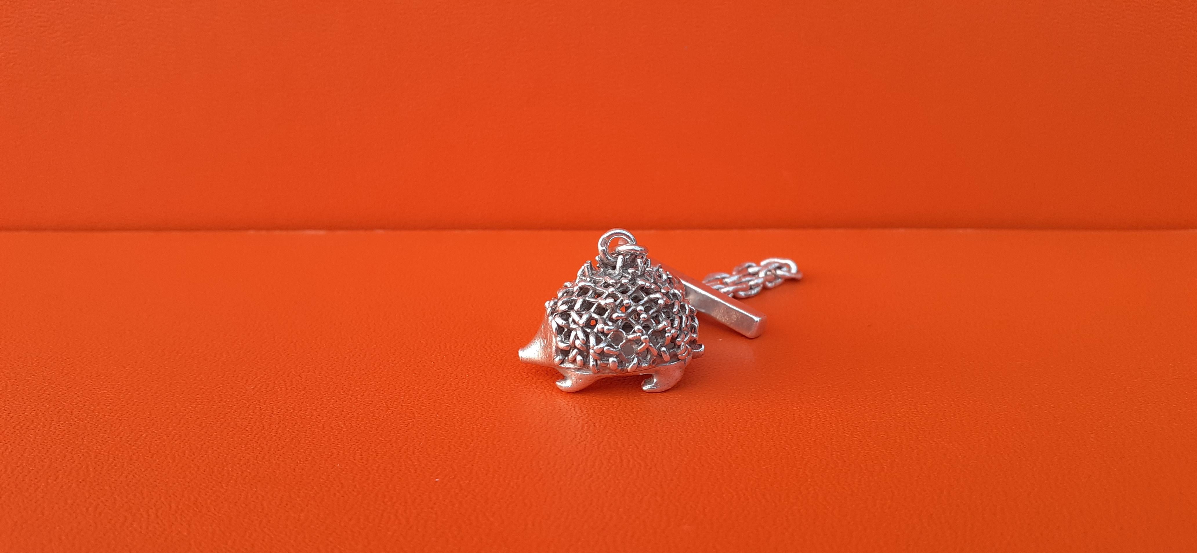 Women's or Men's Exceptional Hermès Key Chain Charm Cute Hedgehog in Silver For Sale