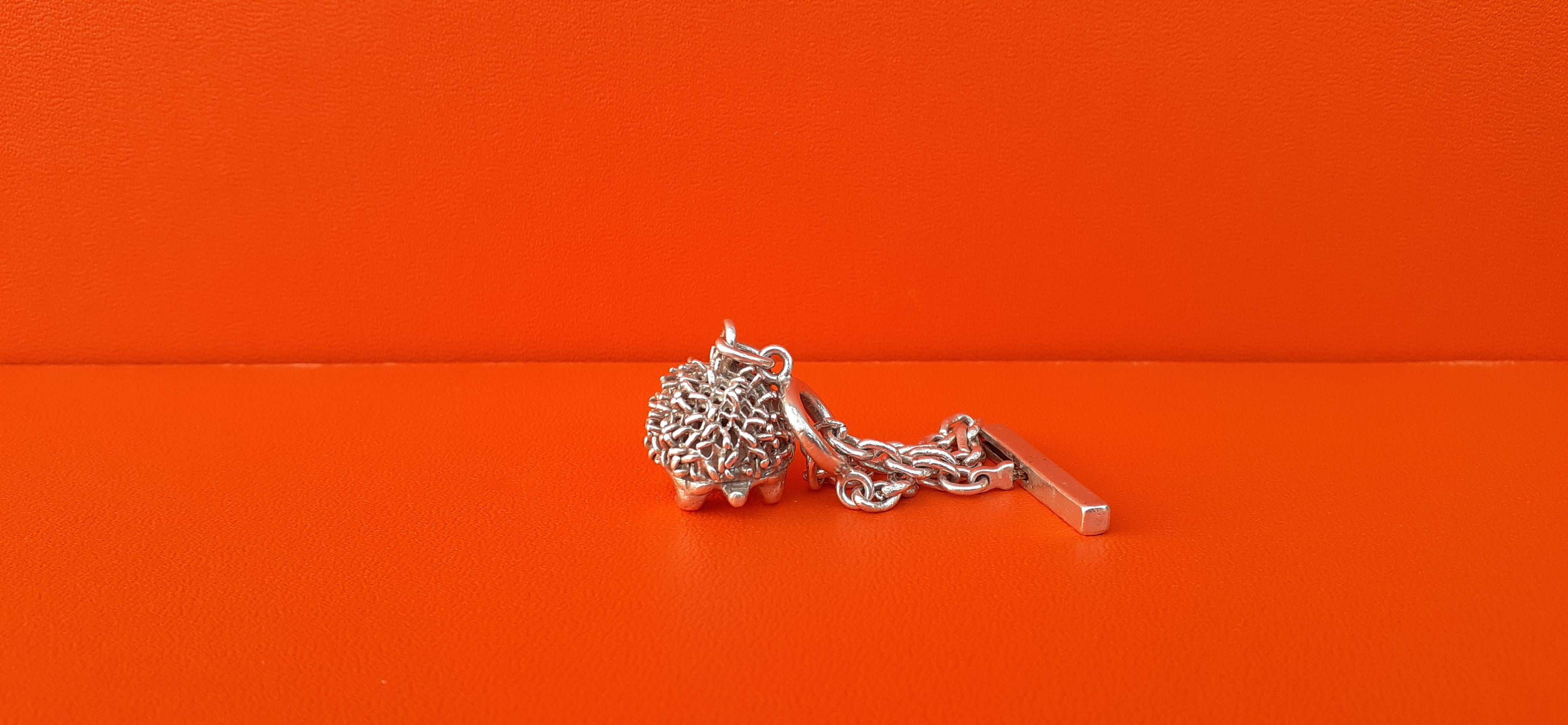 Exceptional Hermès Key Chain Charm Cute Hedgehog in Silver For Sale 1