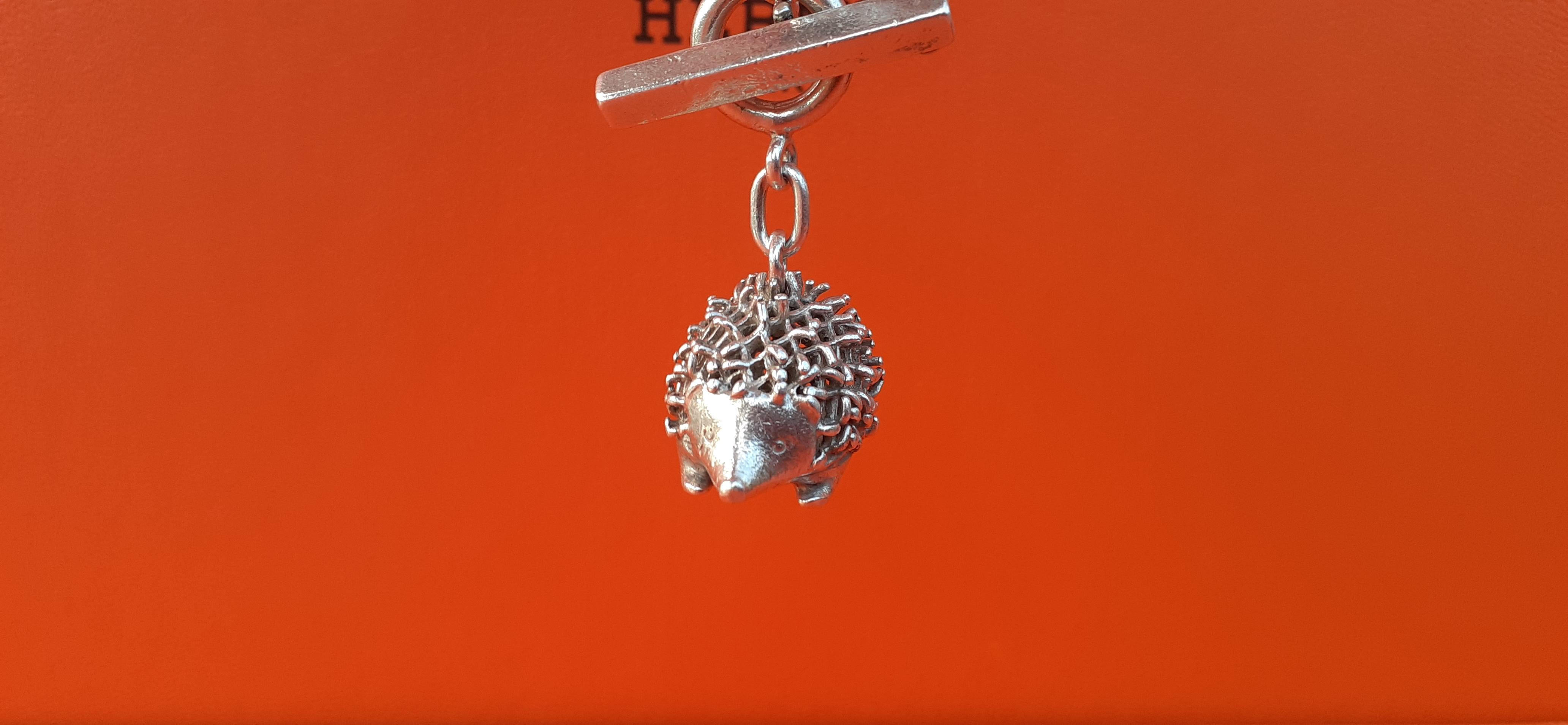 Exceptional Hermès Key Chain Charm Cute Hedgehog in Silver For Sale 2