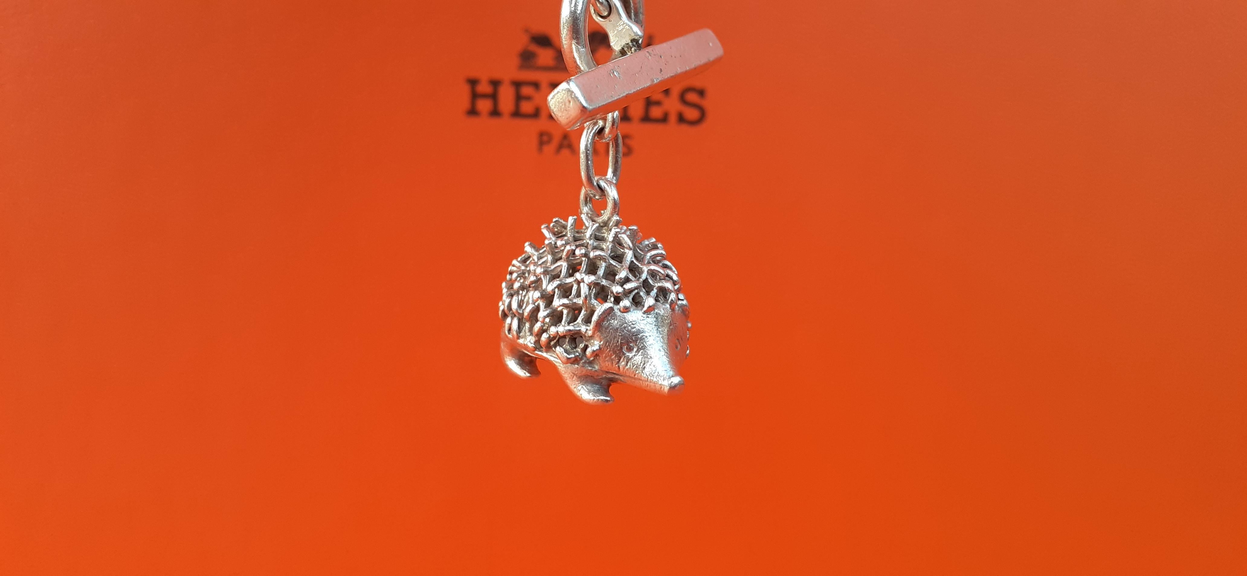 Exceptional Hermès Key Chain Charm Cute Hedgehog in Silver For Sale 3