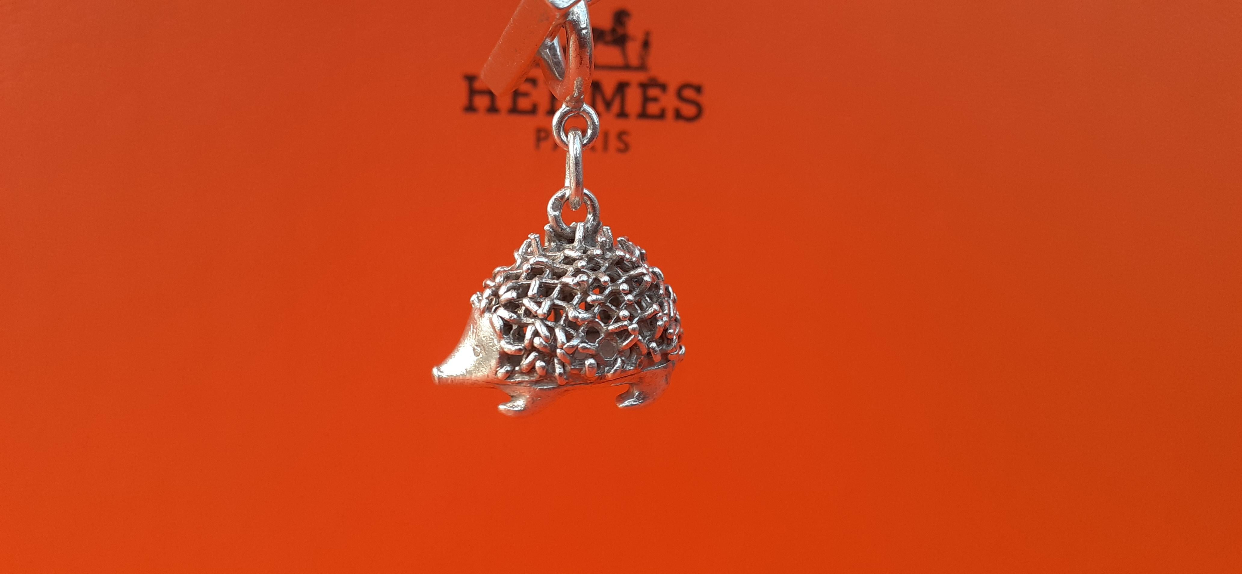 Exceptional Hermès Key Chain Charm Cute Hedgehog in Silver For Sale 4