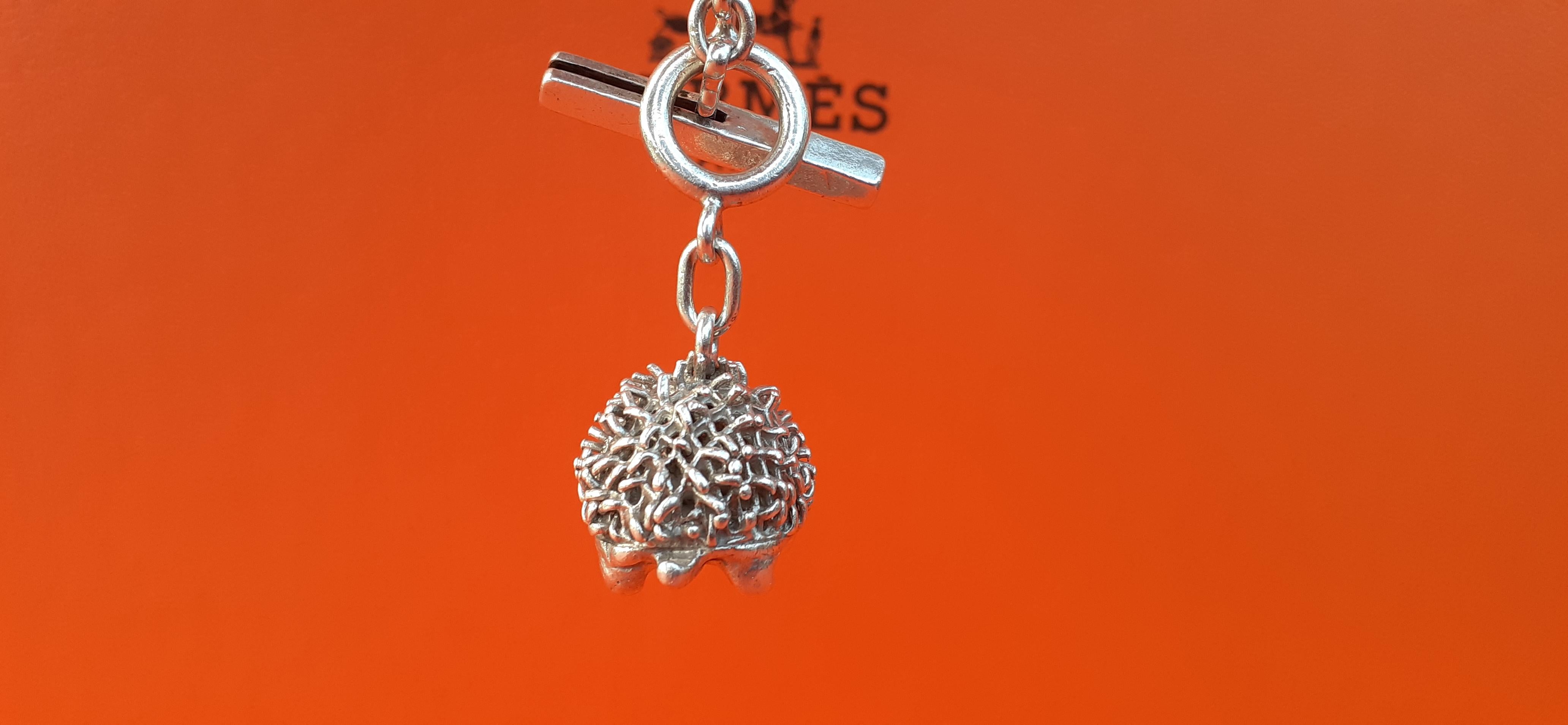 Exceptional Hermès Key Chain Charm Cute Hedgehog in Silver For Sale 5
