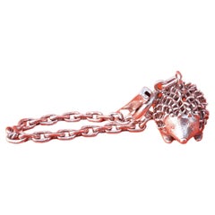 Exceptional Hermès Key Chain Charm Cute Hedgehog in Silver