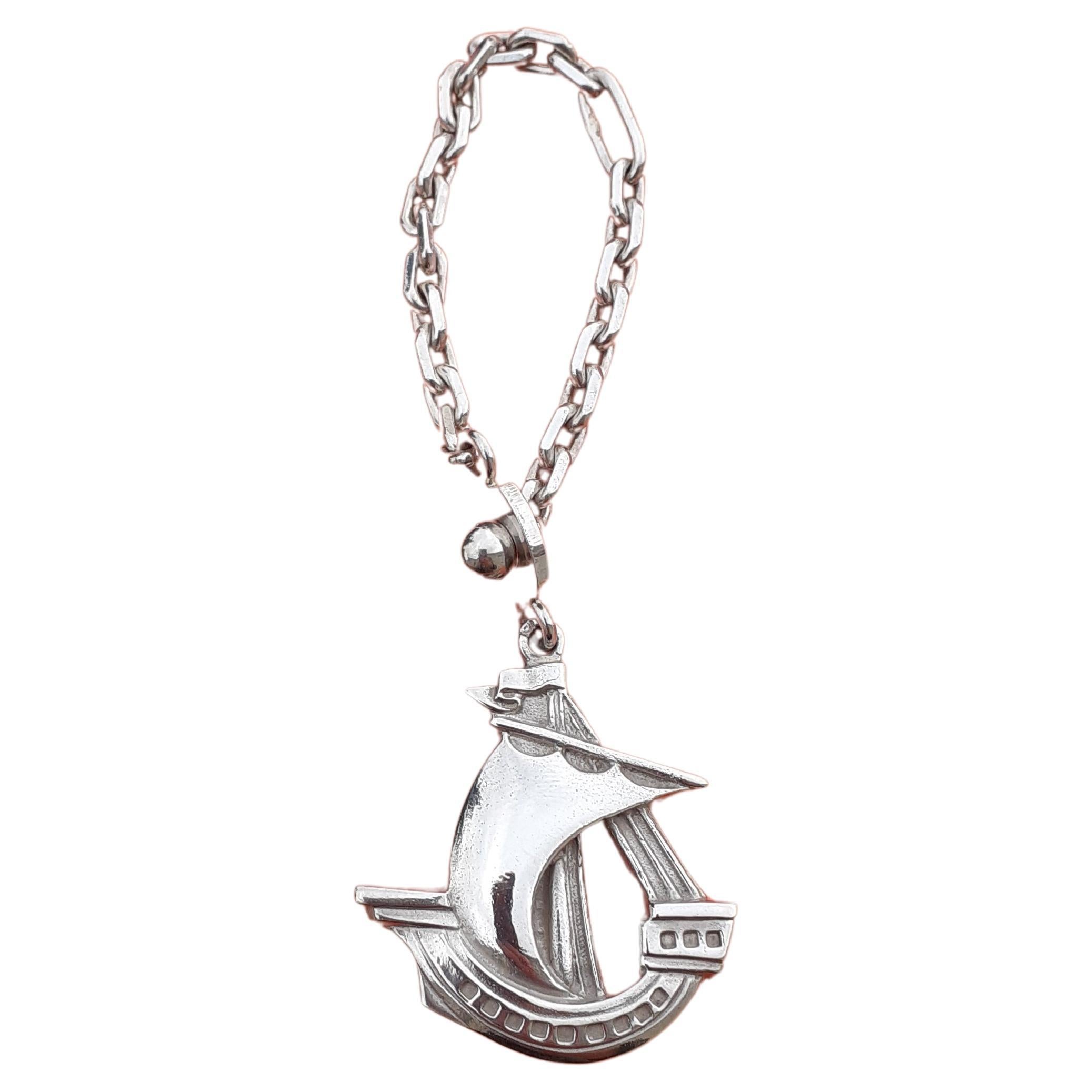 Exceptional Hermès Keychain Boat in Silver for Vogue Magazine 1985 For Sale