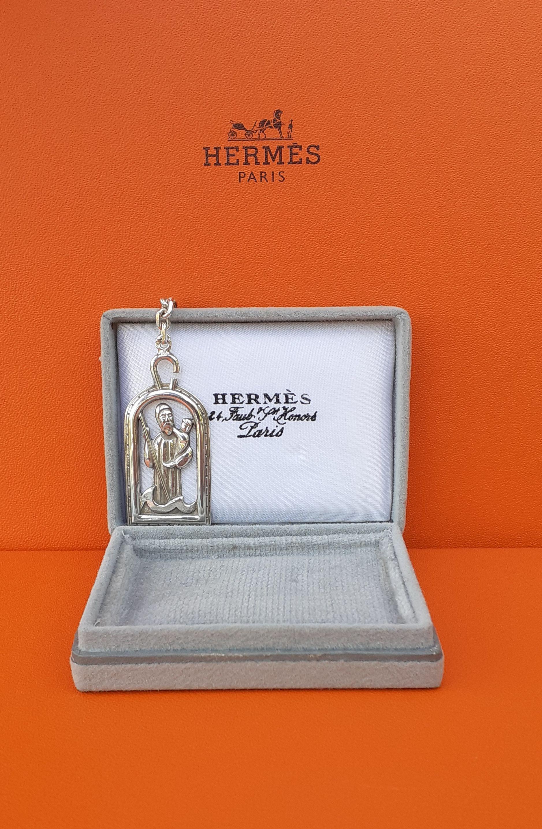 Exceptional Hermès Keychain Saint Christopher Patron Saint of Travelers Silver For Sale 7
