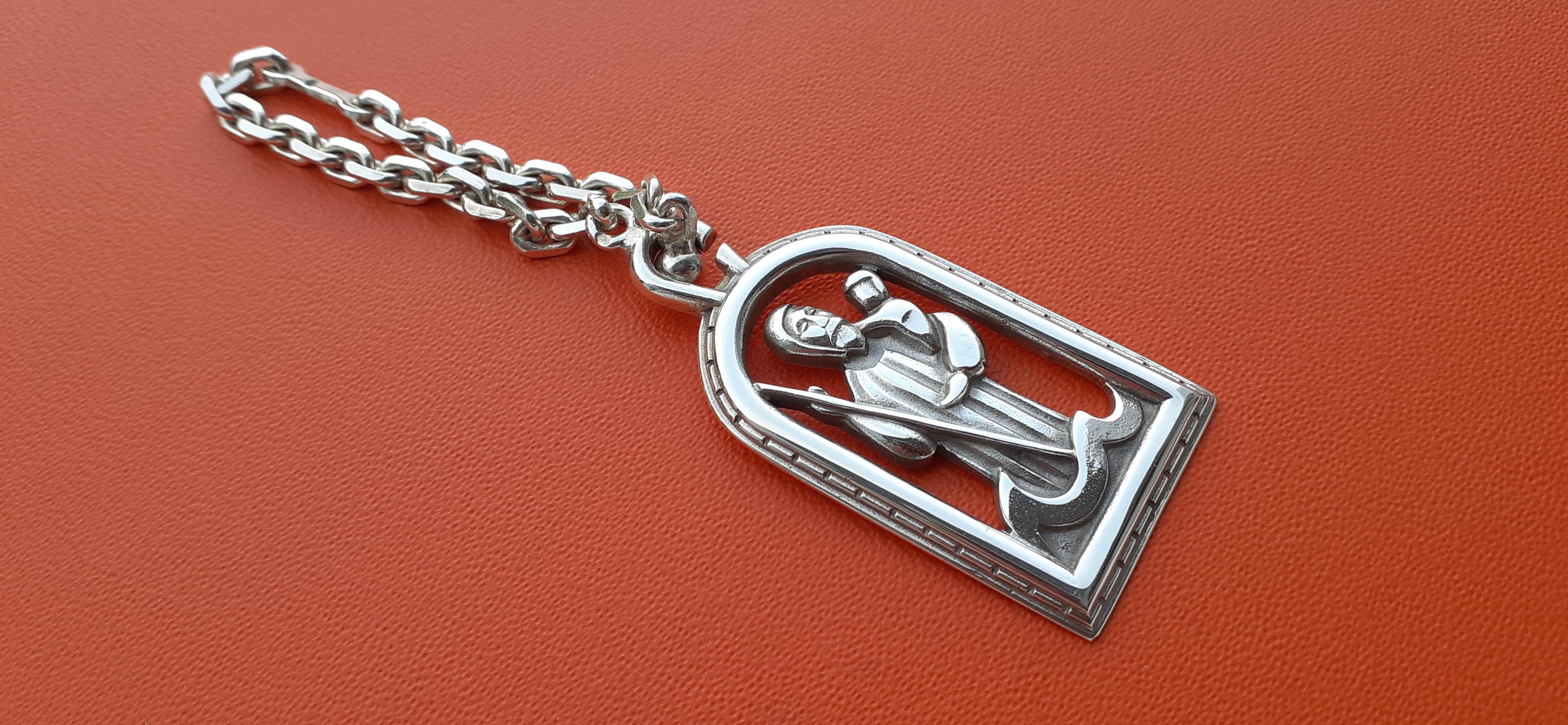 Exceptionnel Hermès Keychain Saint Christopher Patron of Travelers Silver Unisexe en vente