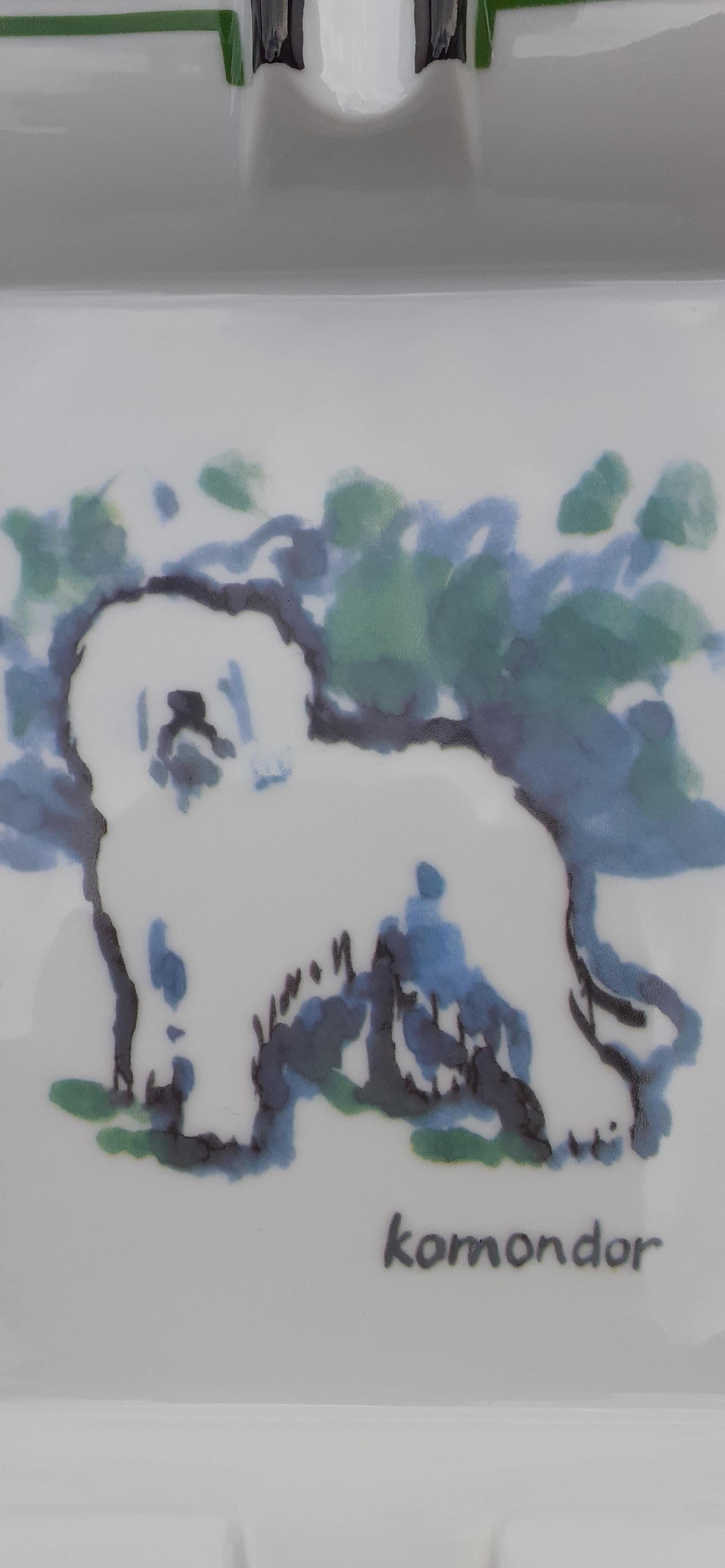 Exceptional Hermès Komondor Dog Print in Porcelain RARE For Sale 1