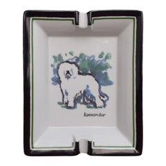 Exceptional Hermès Komondor Dog Print in Porcelain RARE
