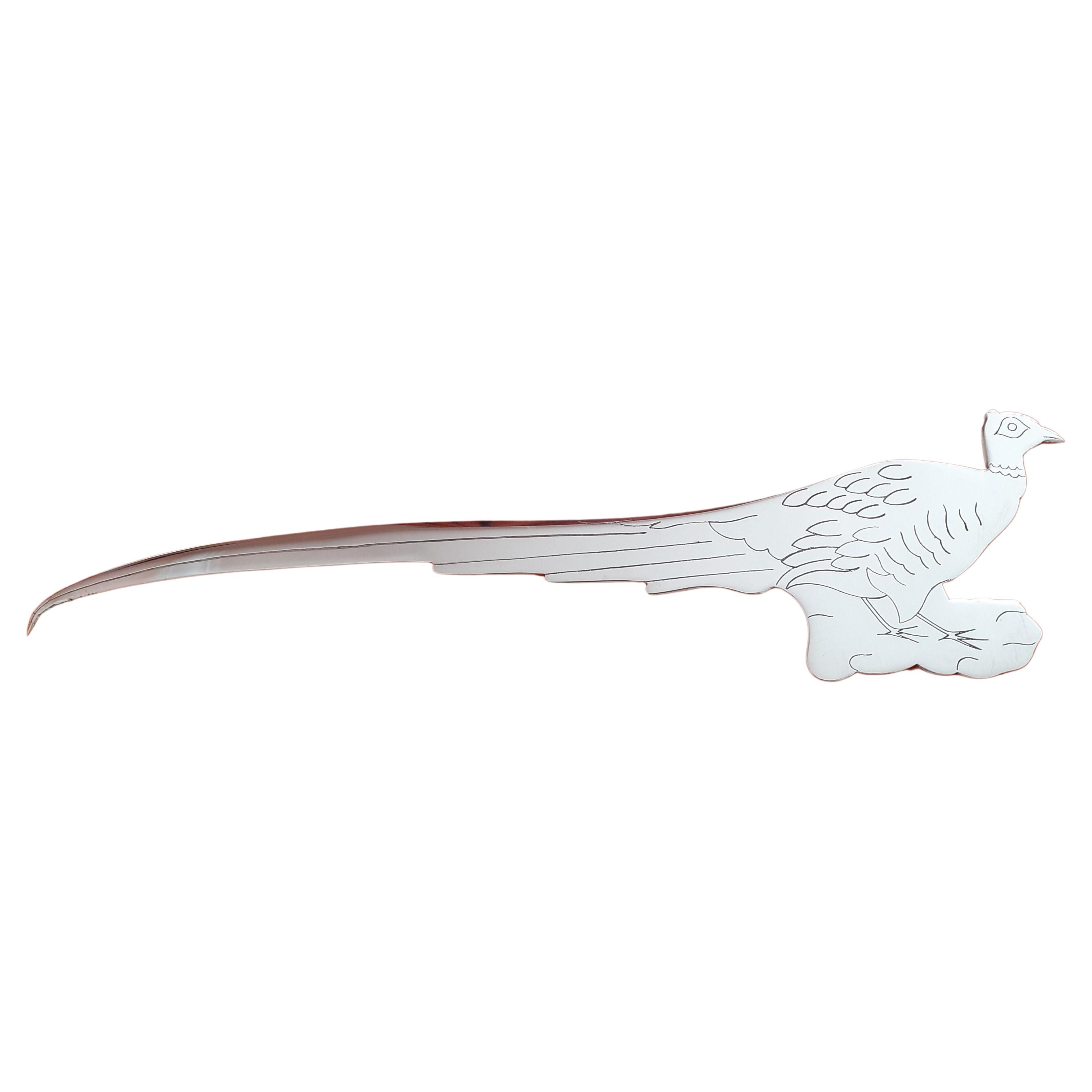 Exceptional Hermes Letter Opener Pheasant Shaped by Ravinet D'Enfert Rare For Sale