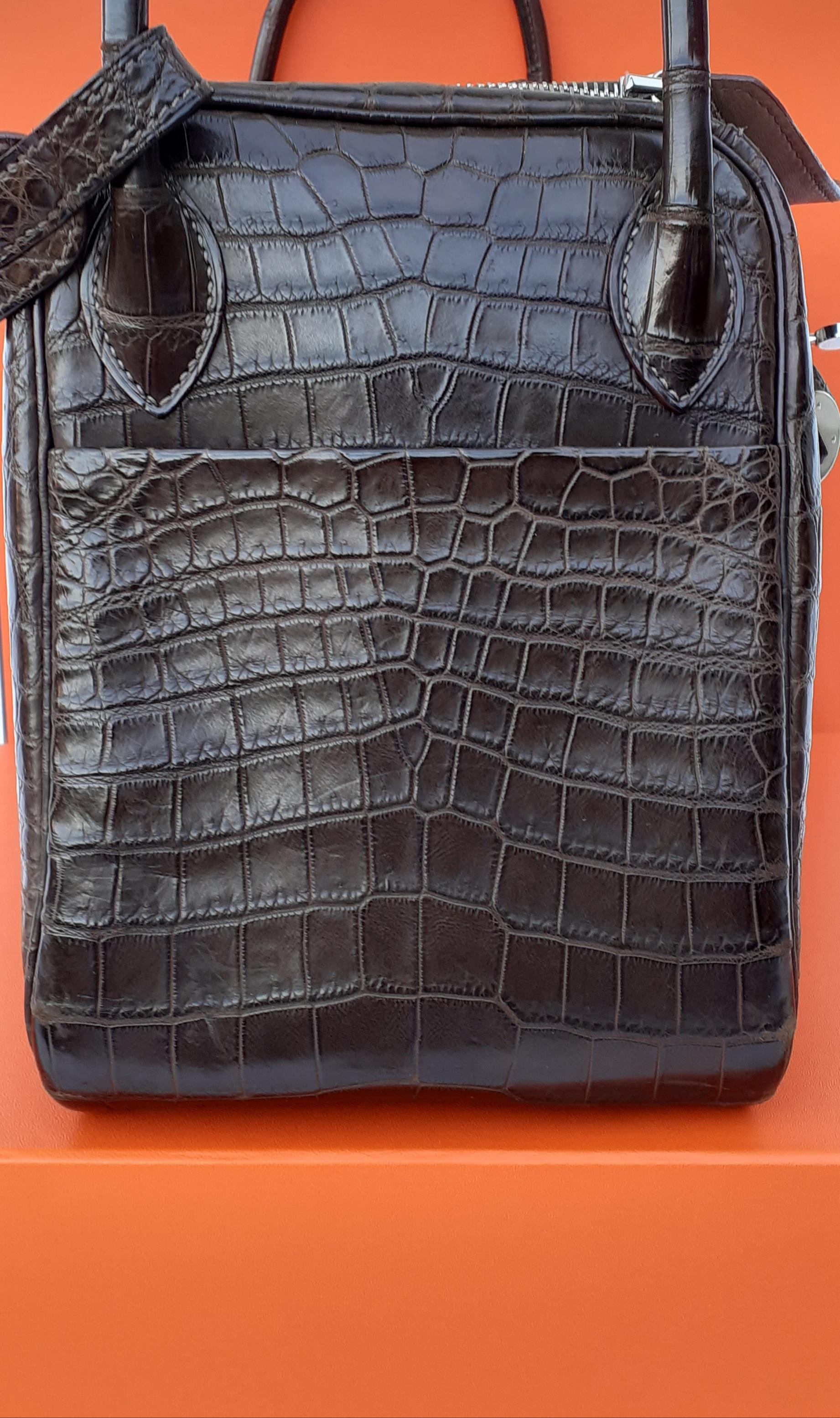 Exceptional Hermès Lindy Hand Bag Mat Gris Elephant Crocodile Phw 30 cm 8