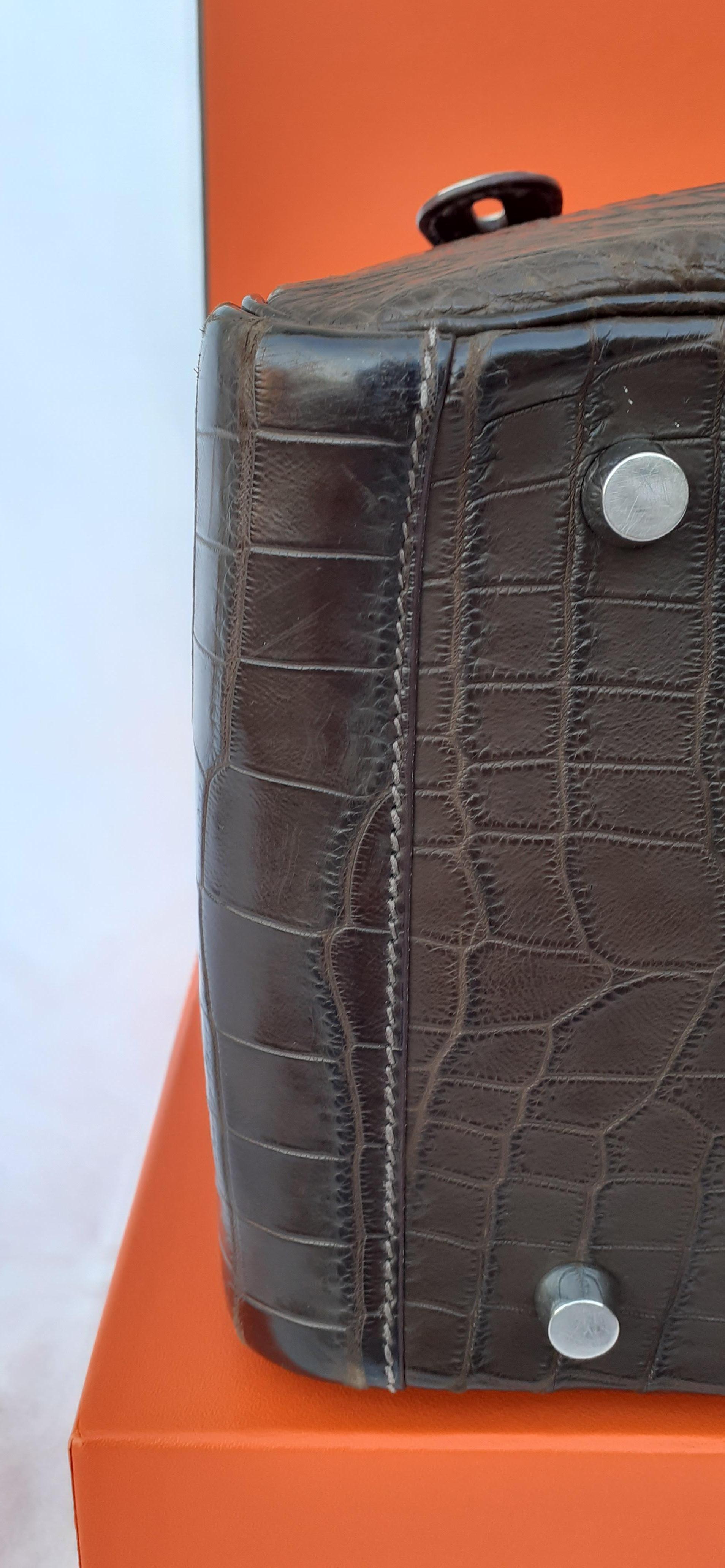 Exceptional Hermès Lindy Hand Bag Mat Gris Elephant Crocodile Phw 30 cm 9