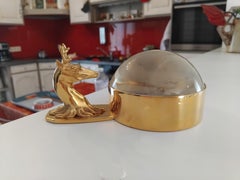 Exceptional Hermès Magnifying Glass Paperweight Golden Deer Shaped