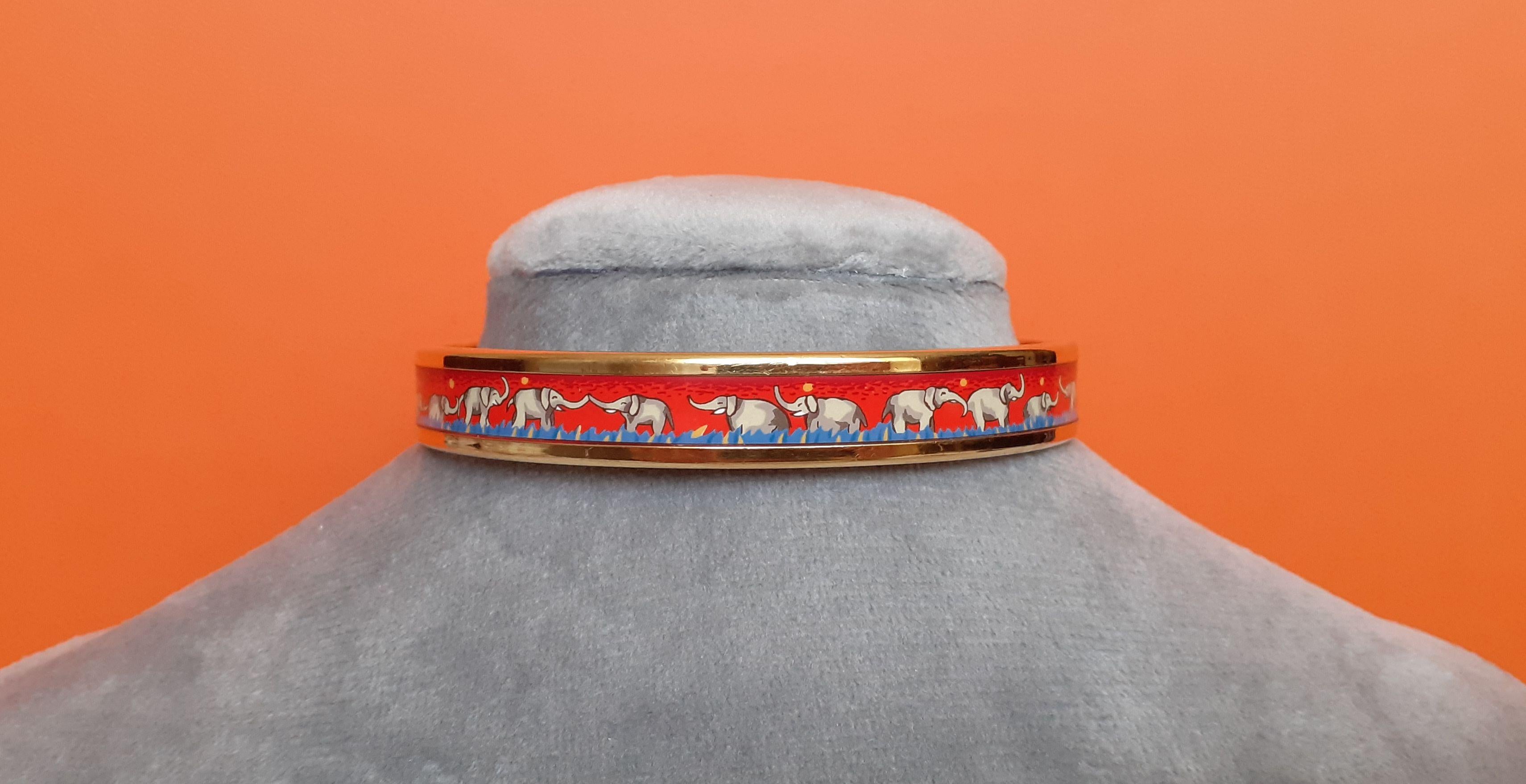 Exceptional Hermès Matching Set Bracelet Earrings Elephants Grazing Red Ghw 65 2