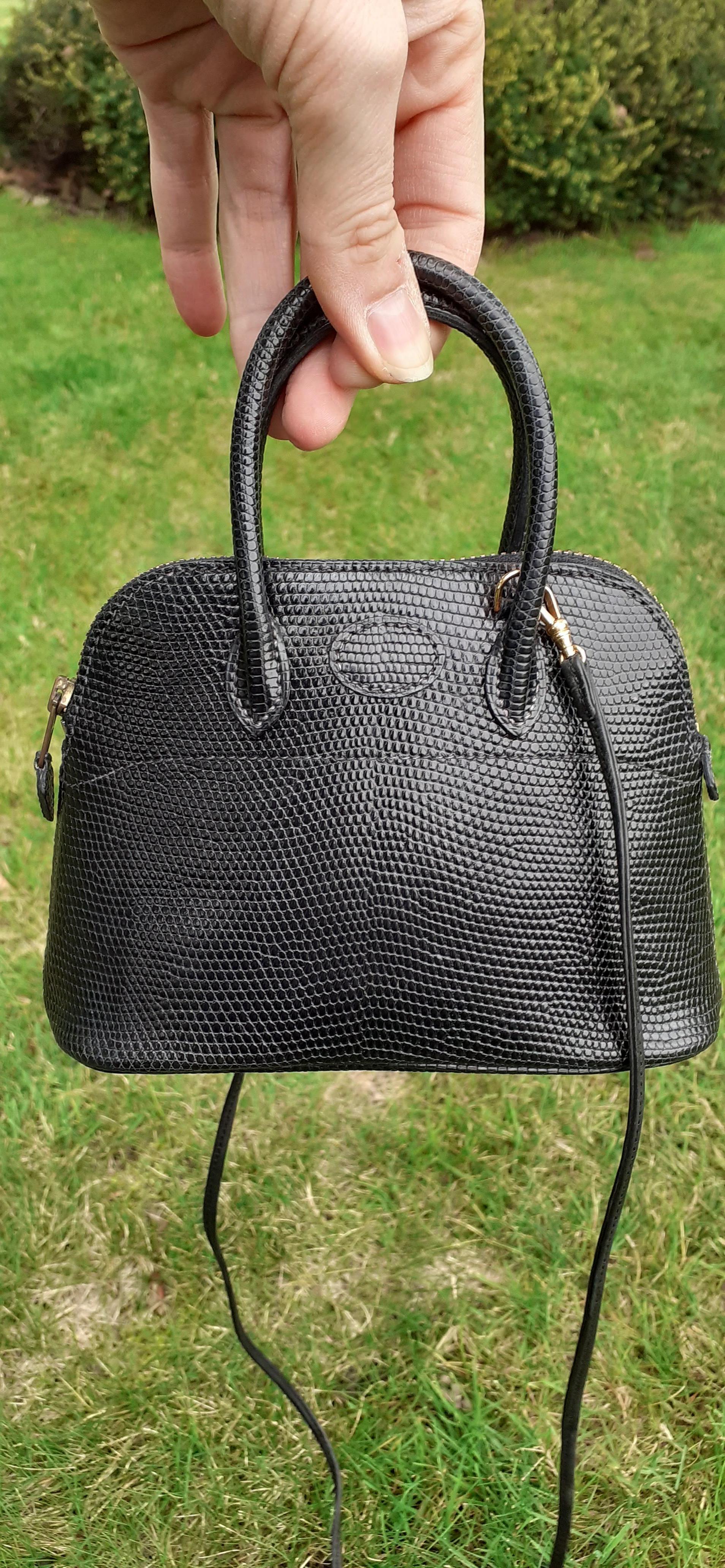 Exceptional Hermès Micro Bolide Bag Black Lizard Golden Hdw 16 cm RARE 11