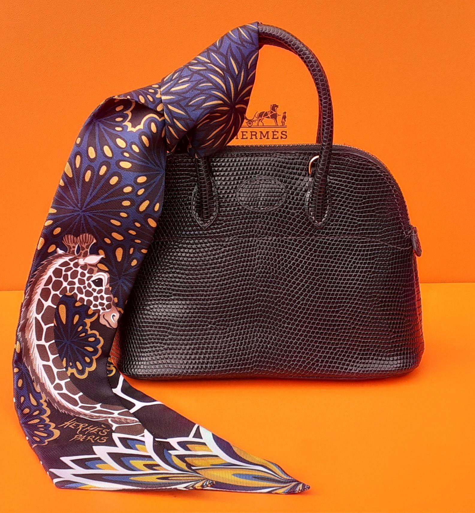 Exceptional Hermès Micro Bolide Bag Black Lizard Golden Hdw 16 cm RARE 12