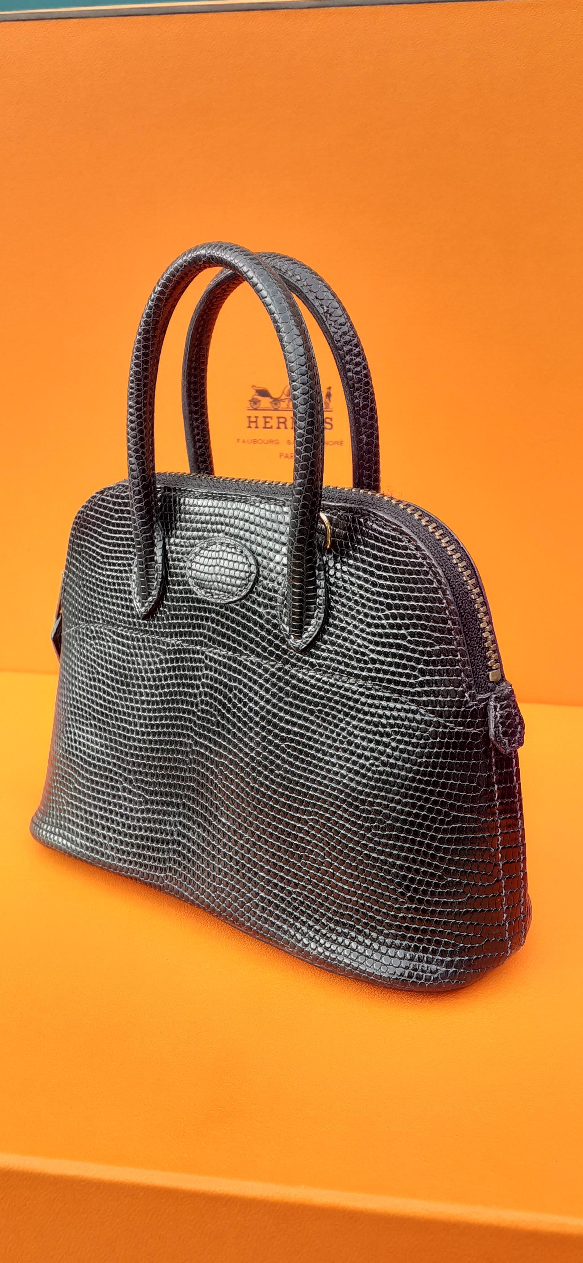 Exceptional Hermès Micro Bolide Bag Black Lizard Golden Hdw 16 cm RARE 2