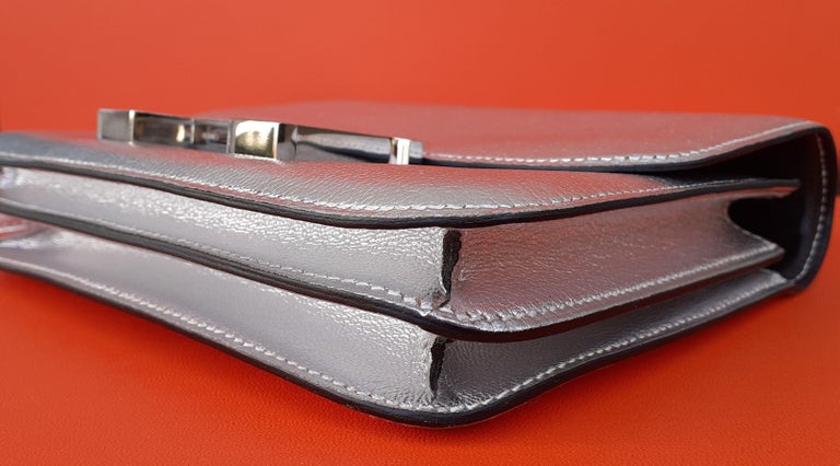 HERMES [Sharp Discount] Evercolor Leather Mini Constance Silver