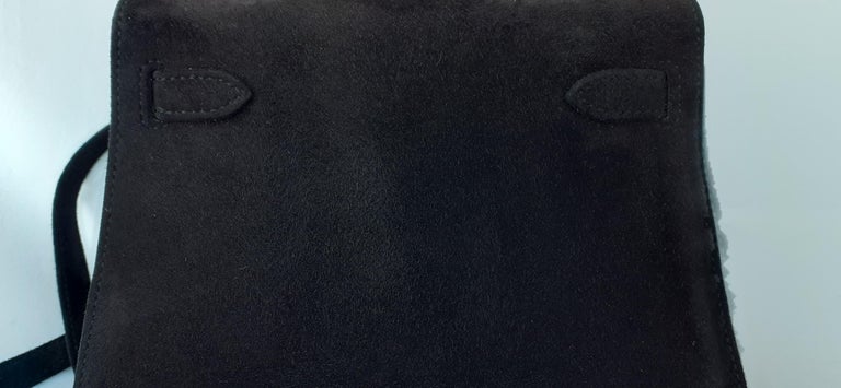 Hermes mini Kelly 20 cm ostrich leather black ○ Labellov ○ Buy