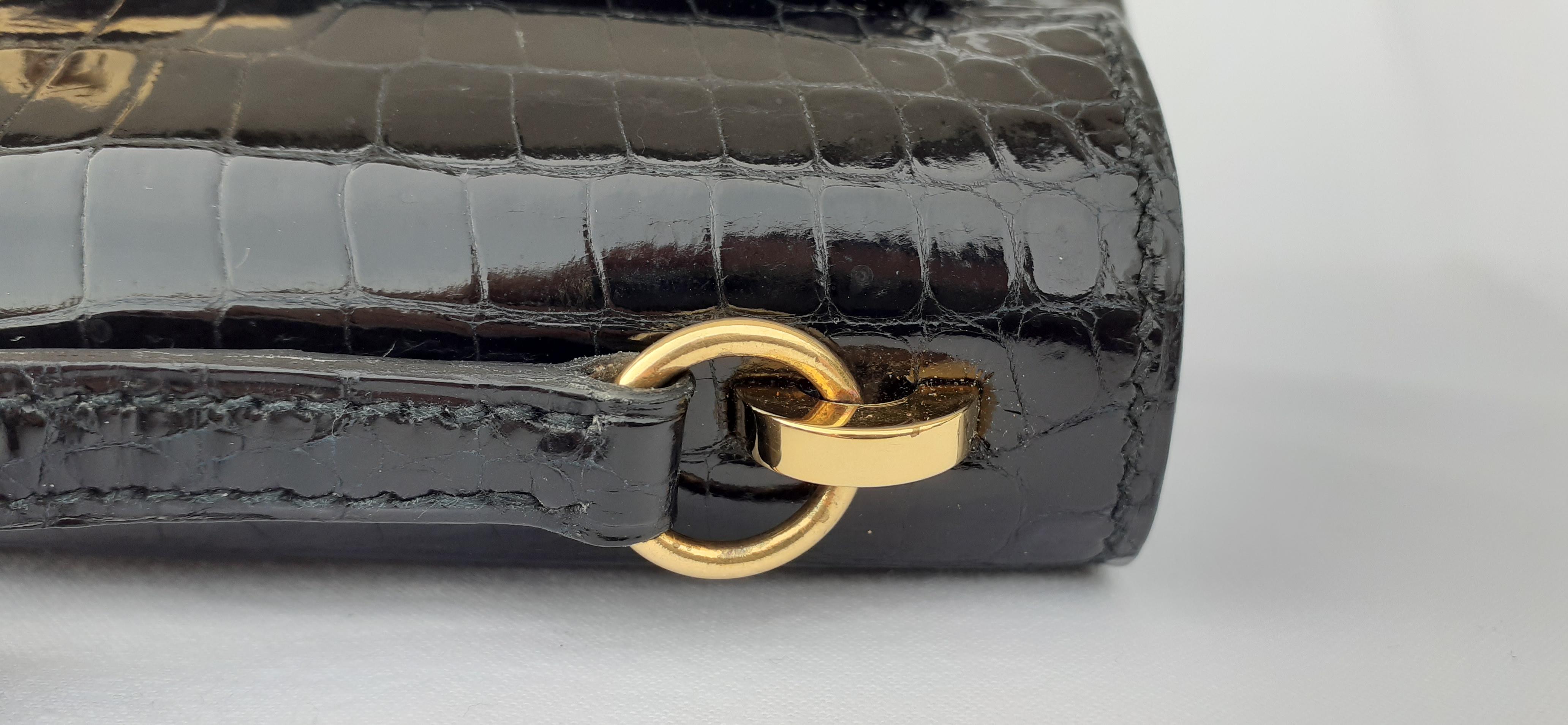 Exceptional Hermès Mini Kelly  Bag 20 cm Shiny Black Porosus Crocodile Ghw  3